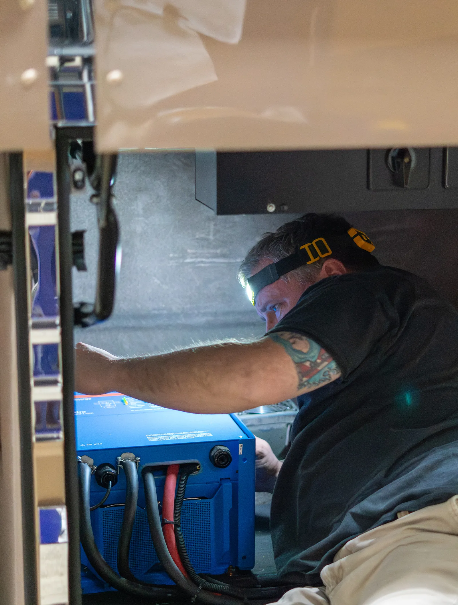 Marathon Coach Tech Servicing a Marathon Coach