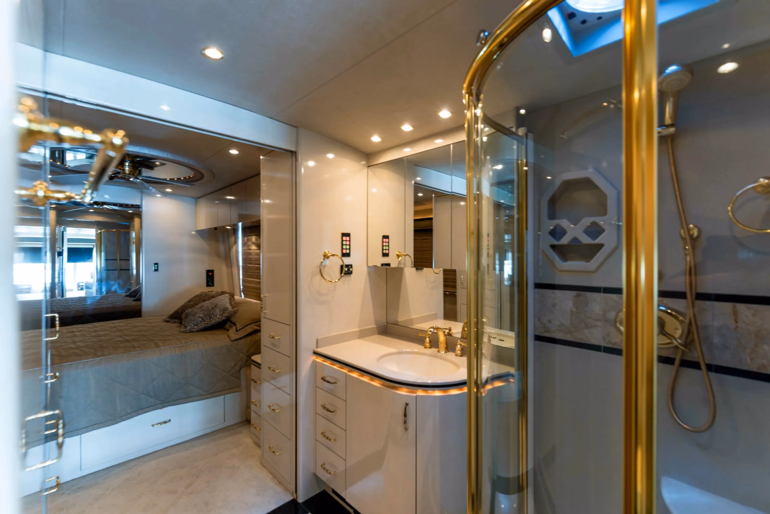 Stacked washer and dryer in Marathon Coach 0745