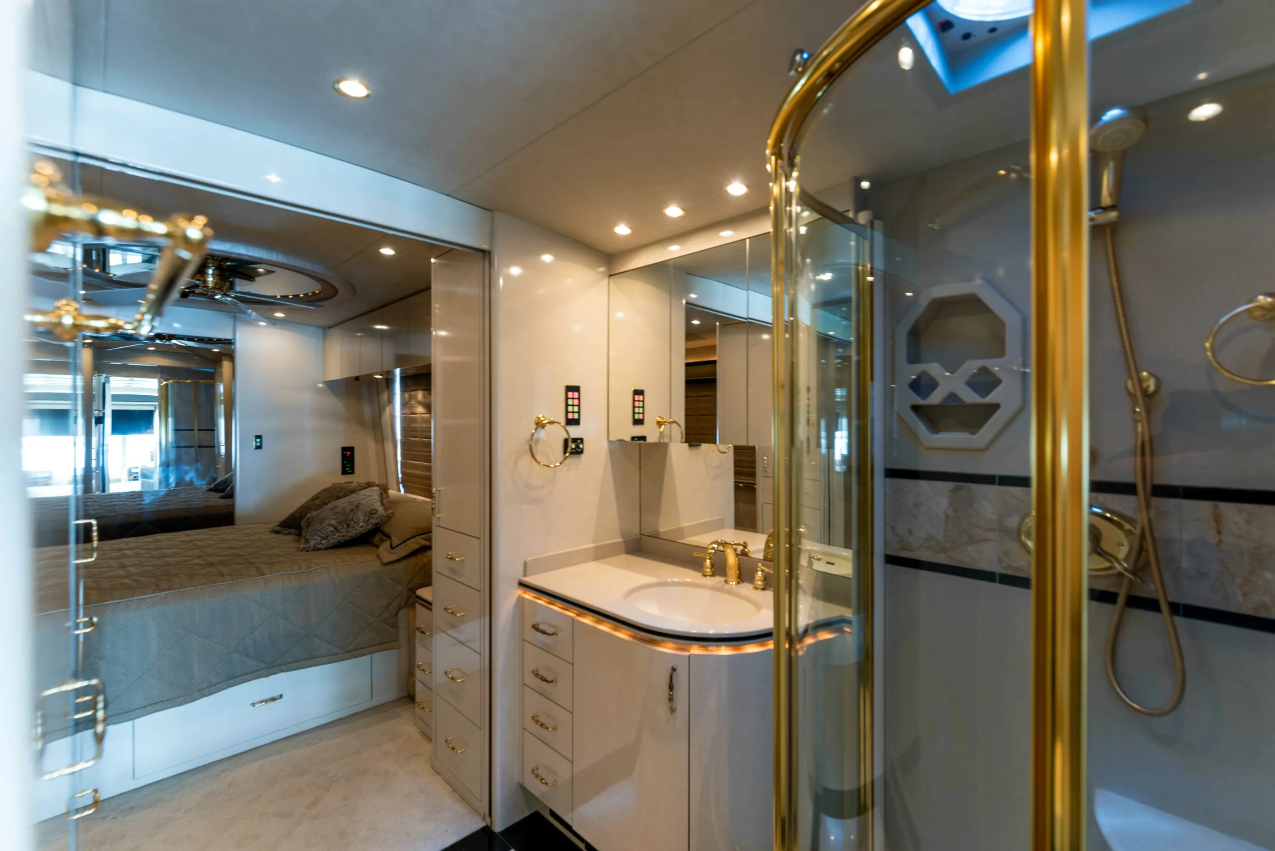 Stacked washer and dryer in Marathon Coach 0745