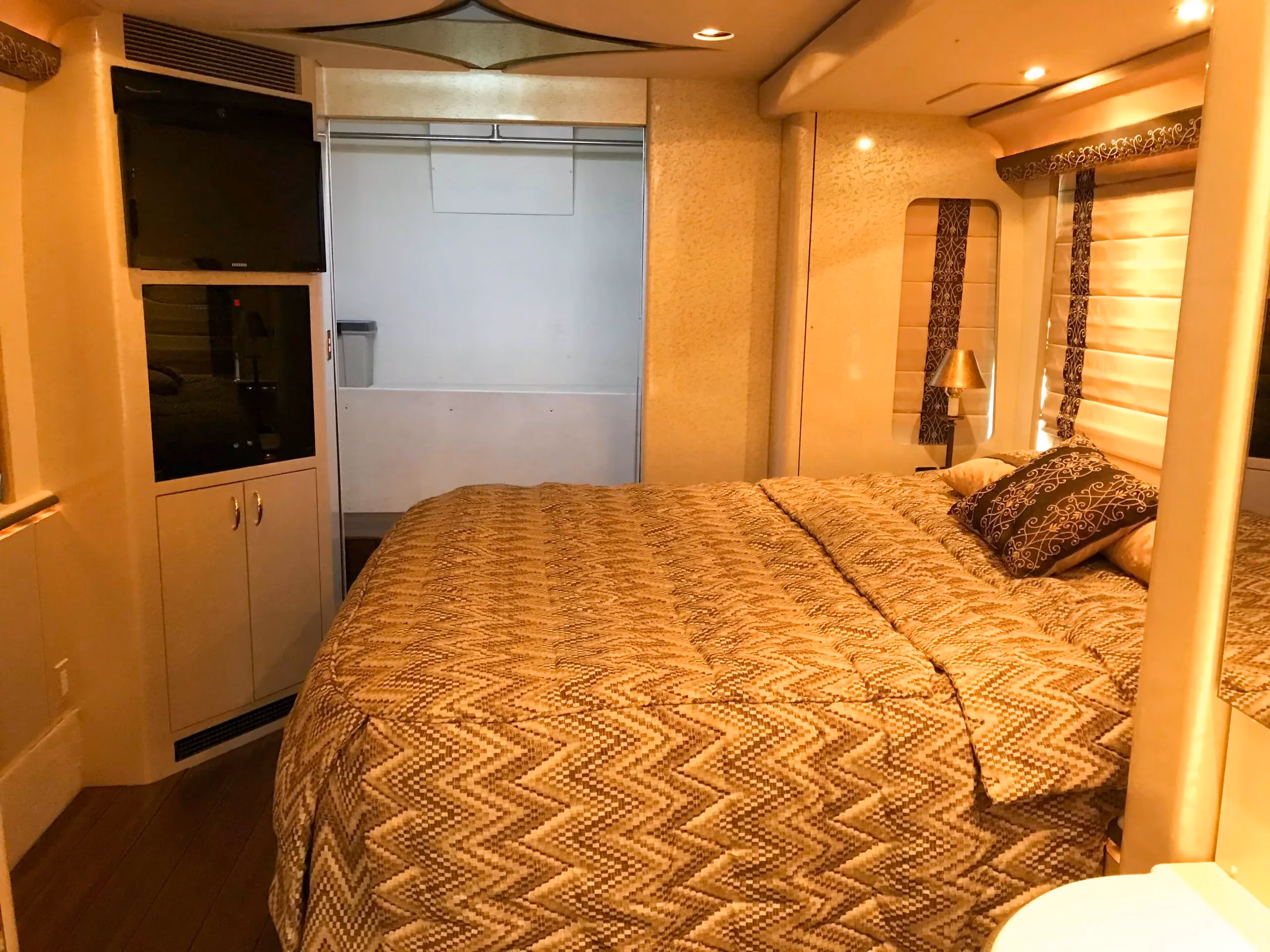 Stacked washer and dryer in Marathon Coach 0813
