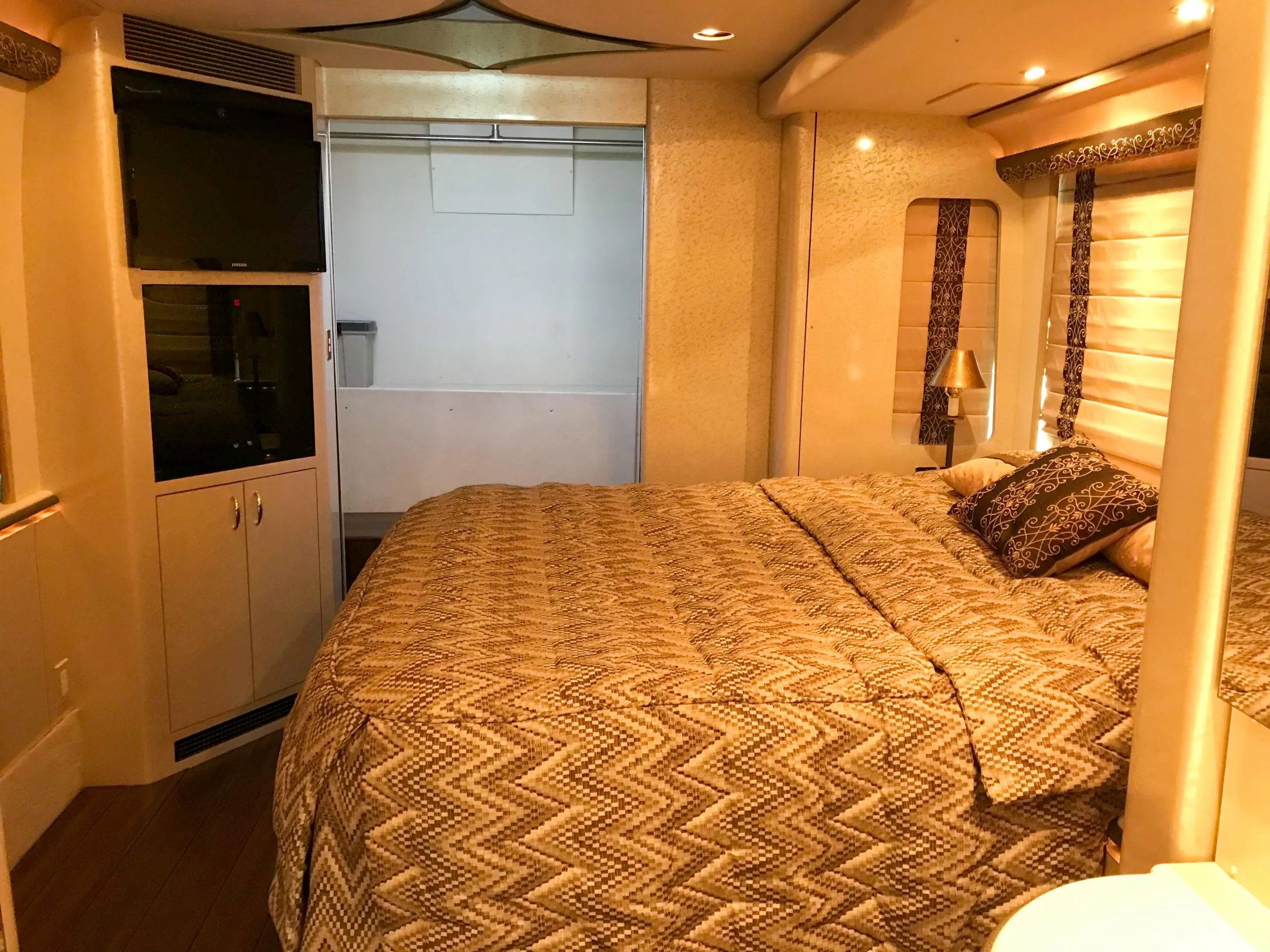 Stacked washer and dryer in Marathon Coach 0813