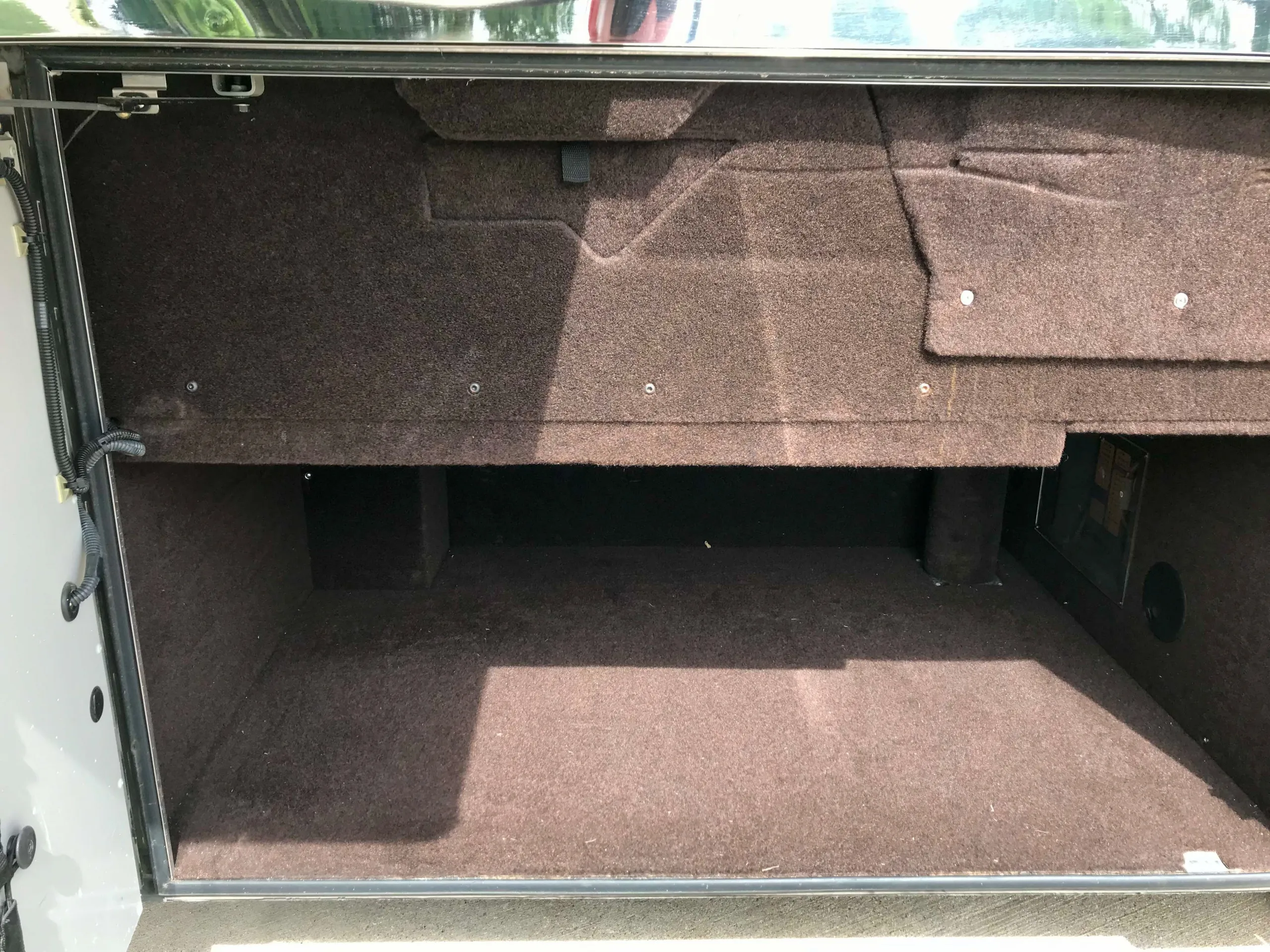 Storage interior close-up in Marathon Coach 0813