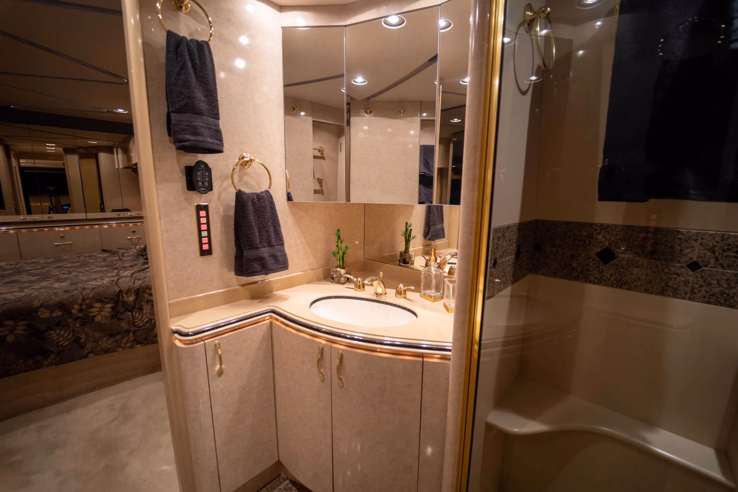Interior living space of Marathon Coach 0826