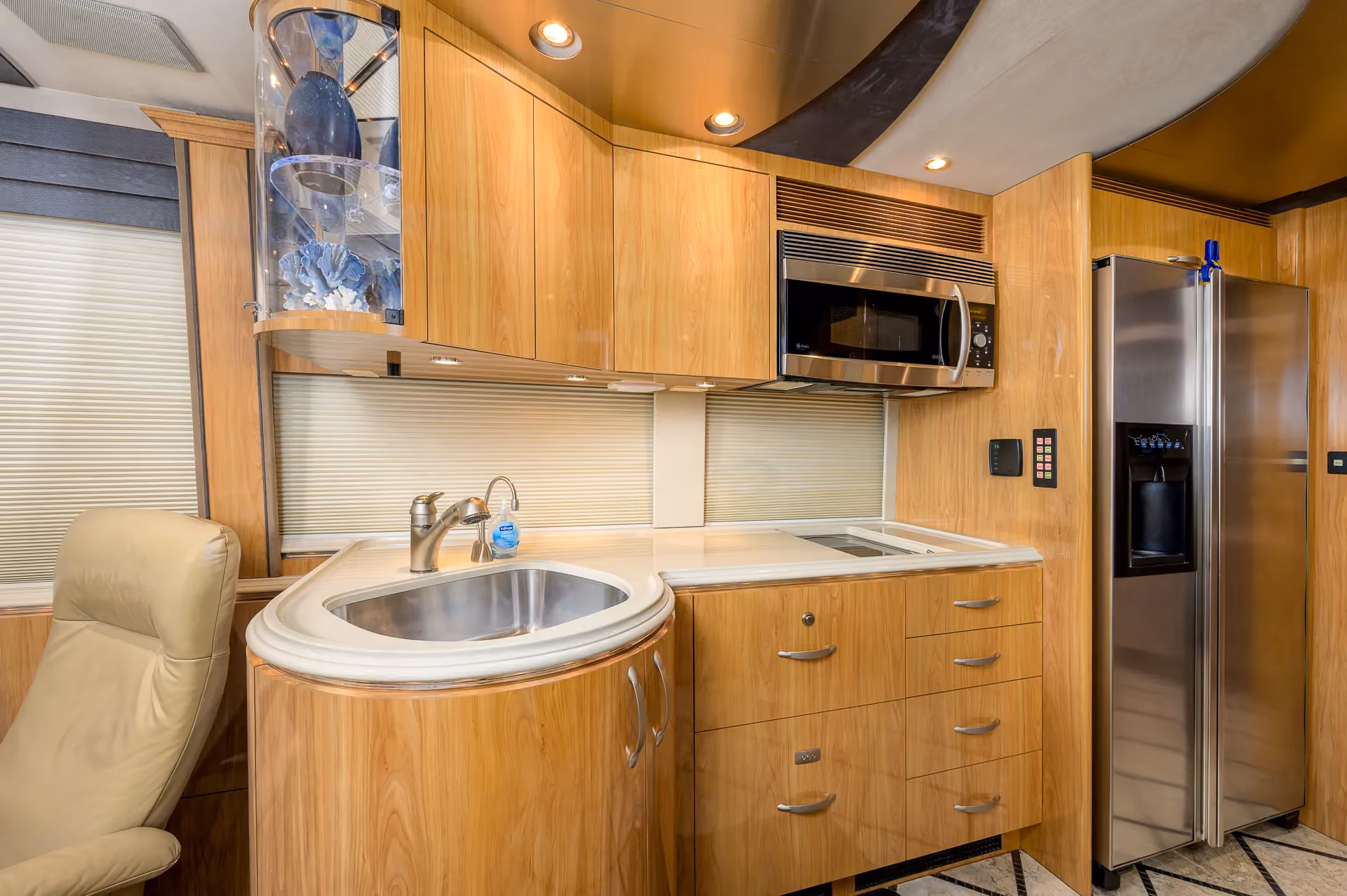 Galley countertop and cabinetry in Marathon Coach 0979