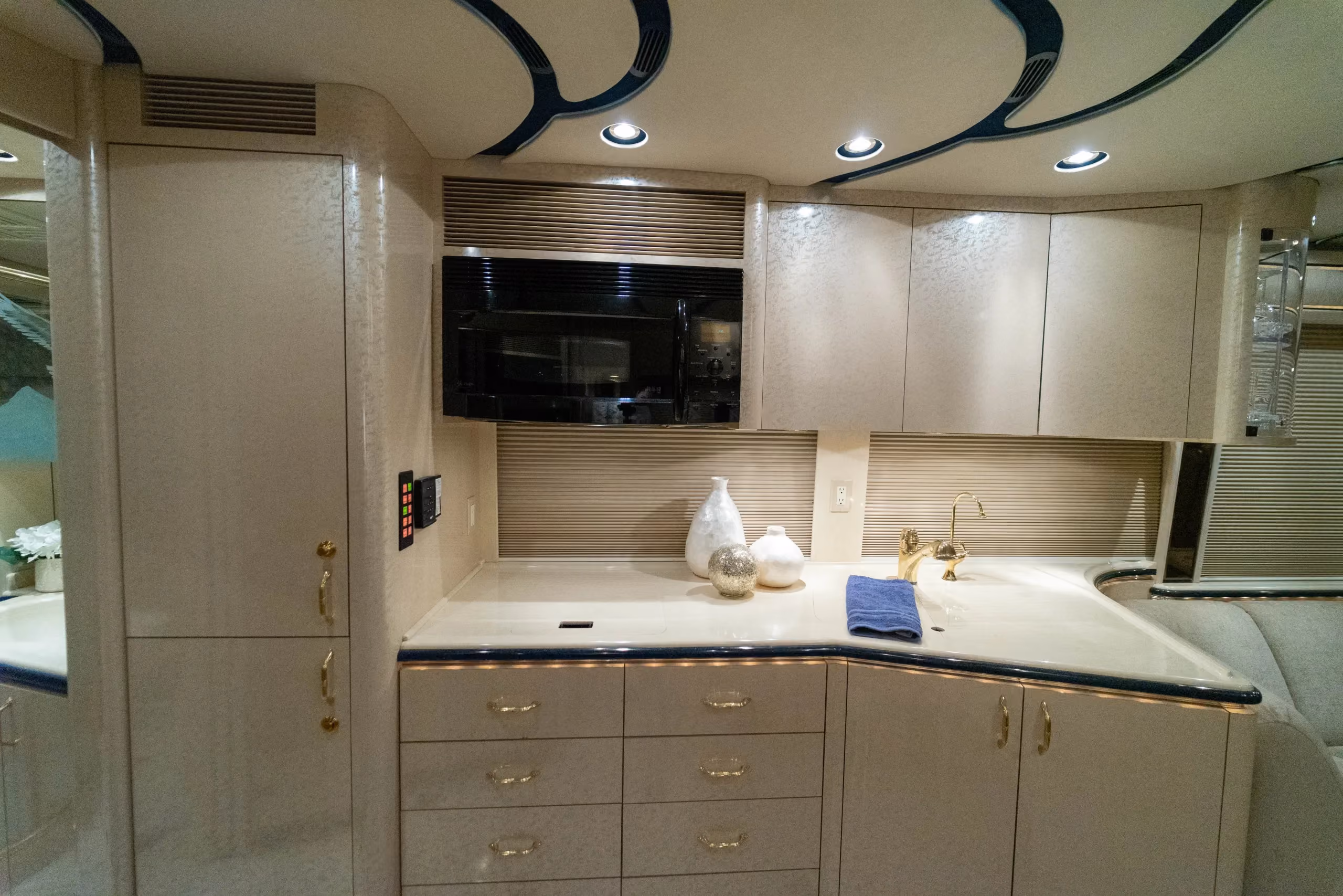 Galley countertop and appliances in Marathon Coach 1006