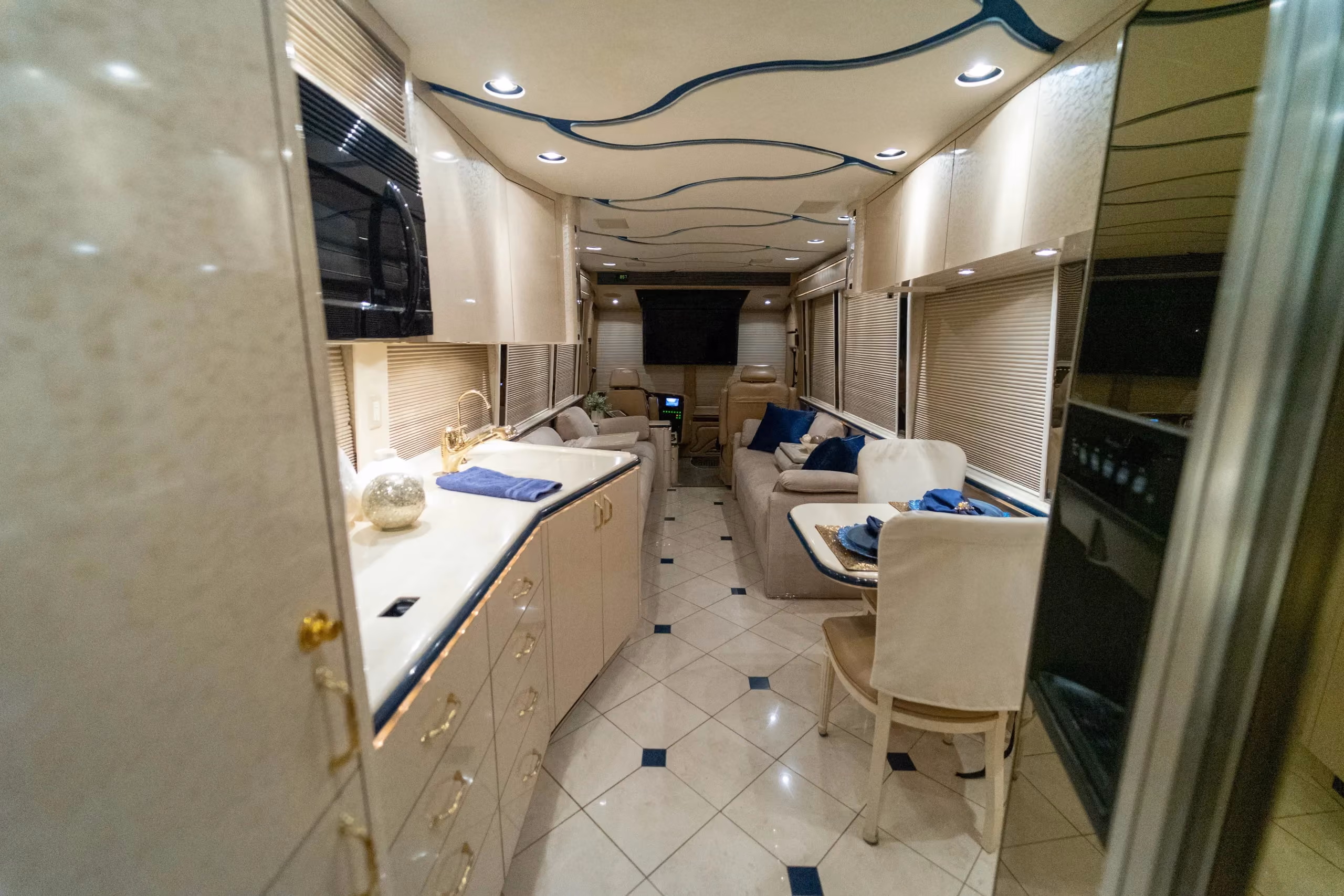 Galley surface detail in Marathon Coach 1006