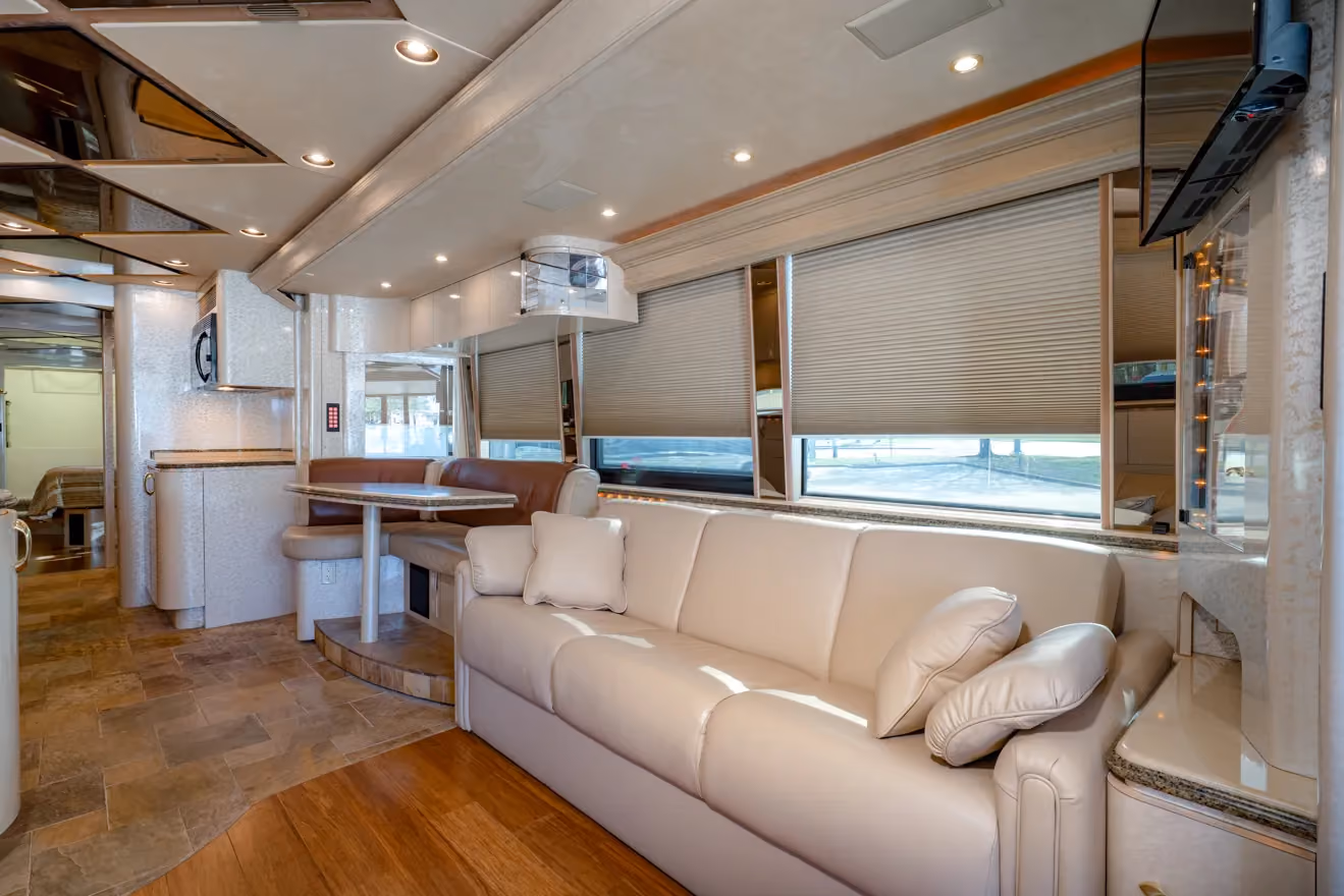 Interior living area of Marathon Coach 1011