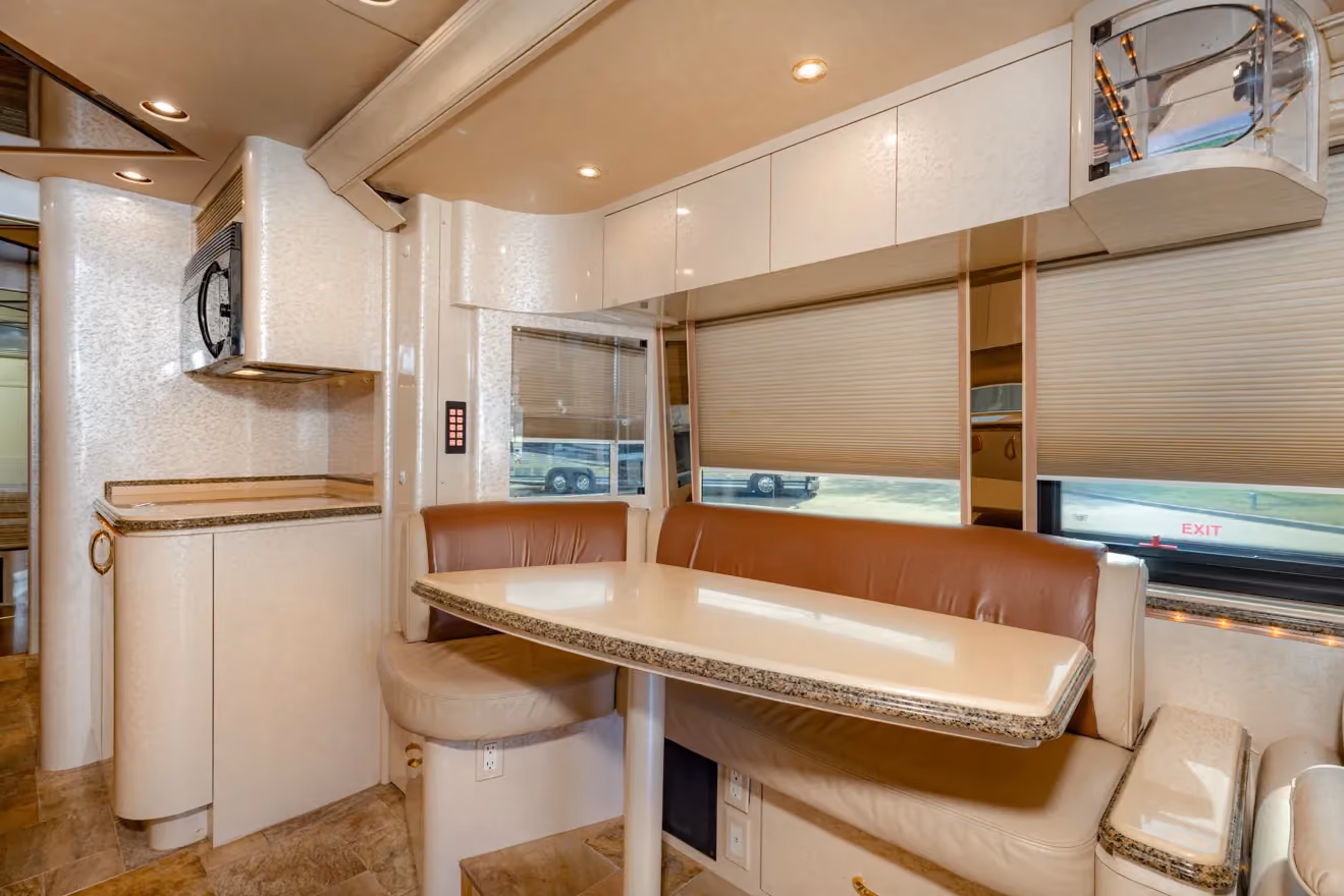 Bathroom vanity with temperature-sensing shower valve in Marathon Coach 1011