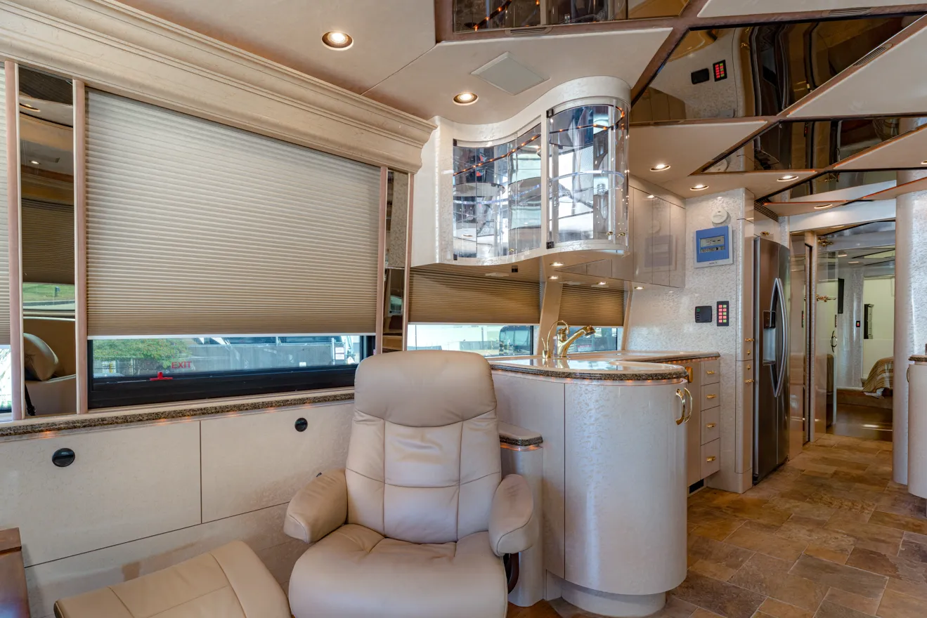 Salon interior view of Marathon Coach 1011