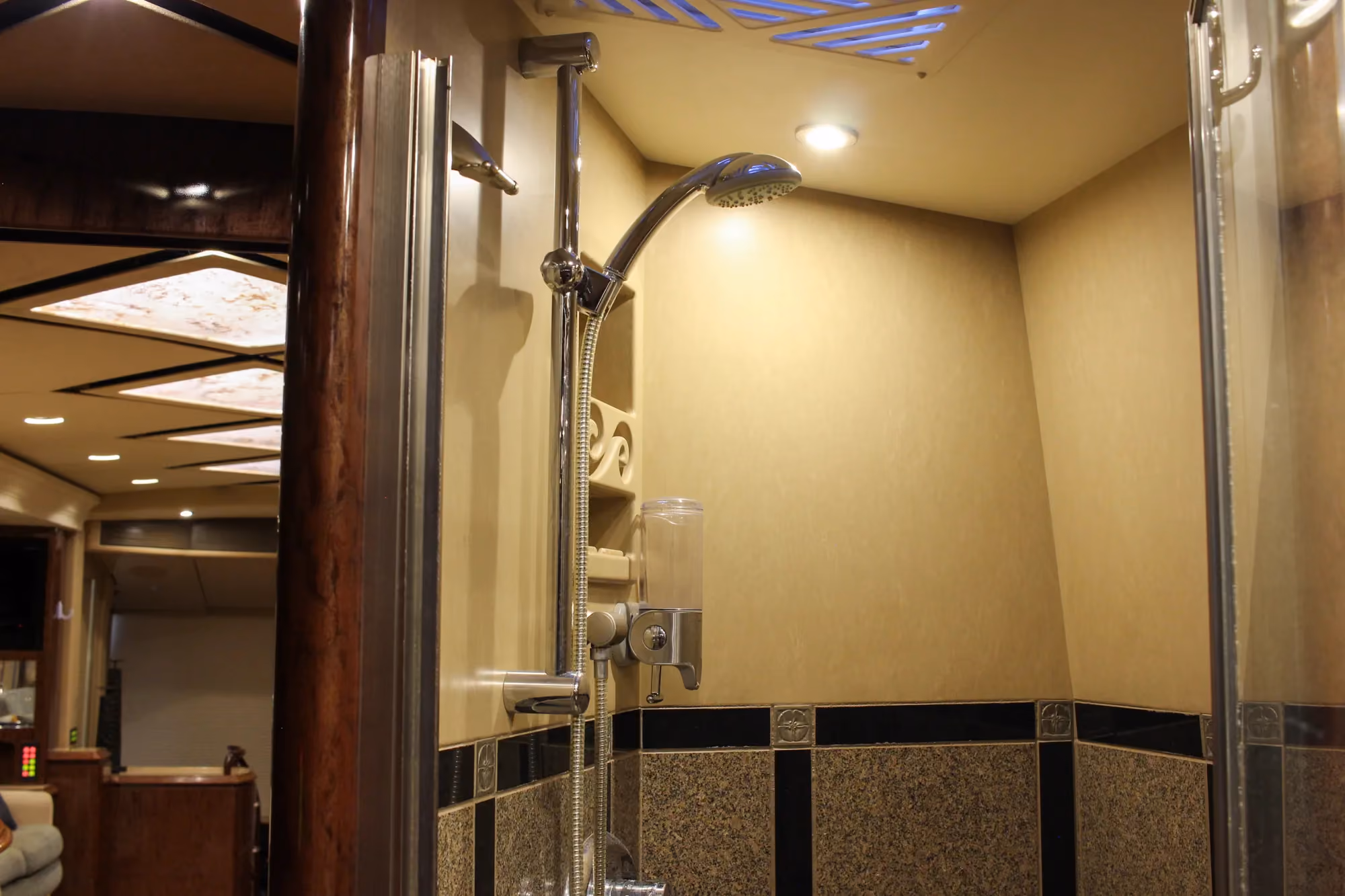 Interior storage and wardrobe in Marathon Coach 1084
