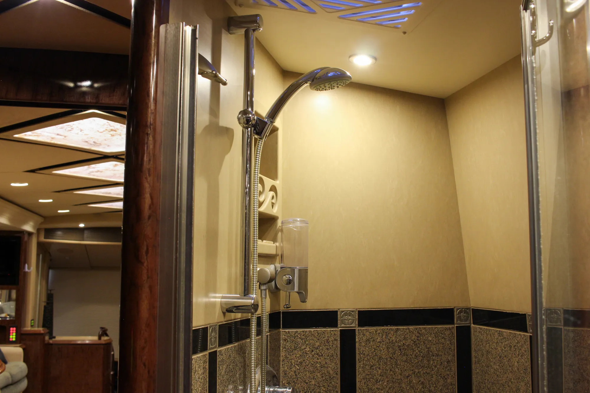 Interior storage and wardrobe in Marathon Coach 1084