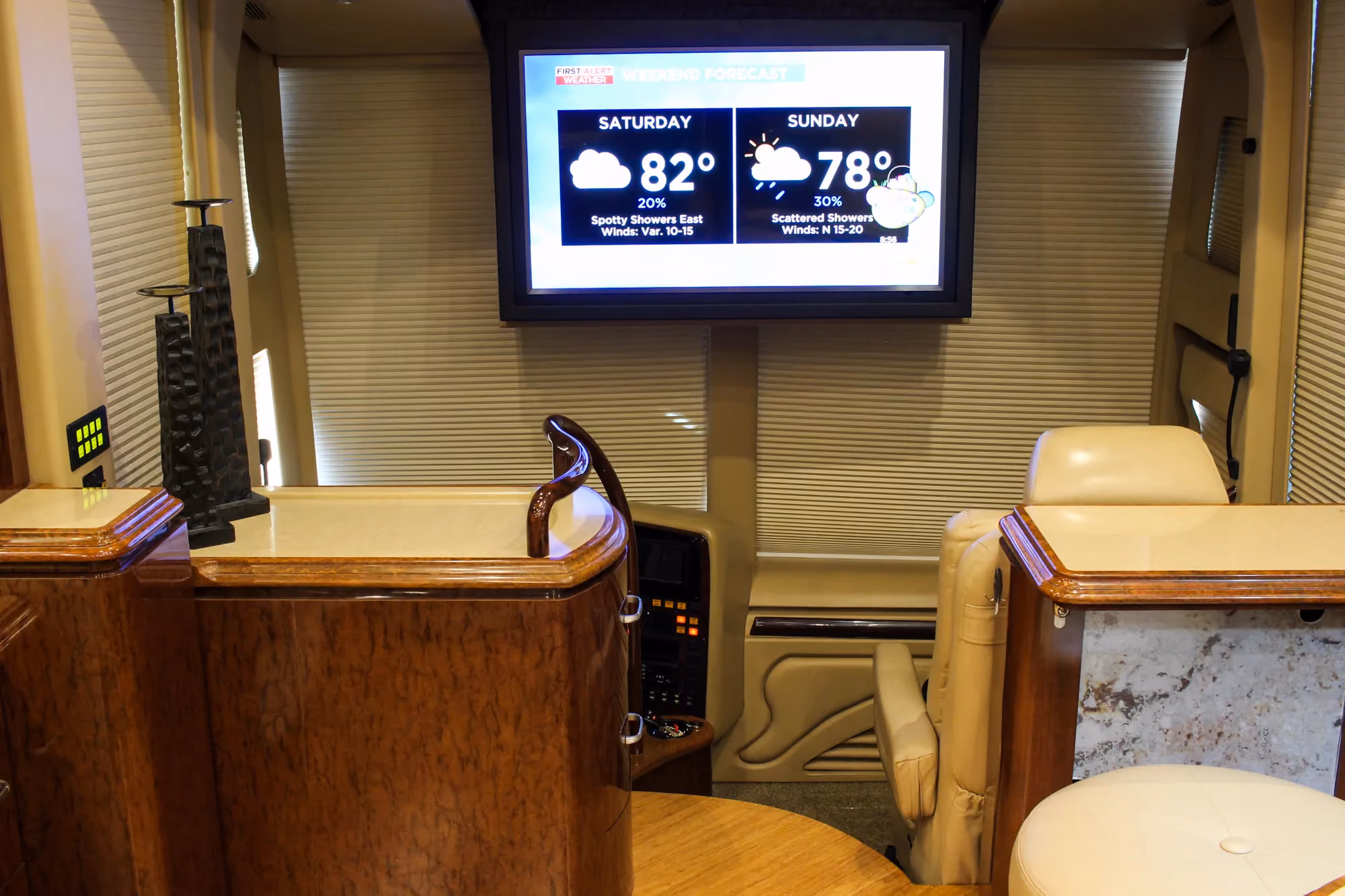 Interior cabinetry detail in Marathon Coach 1084