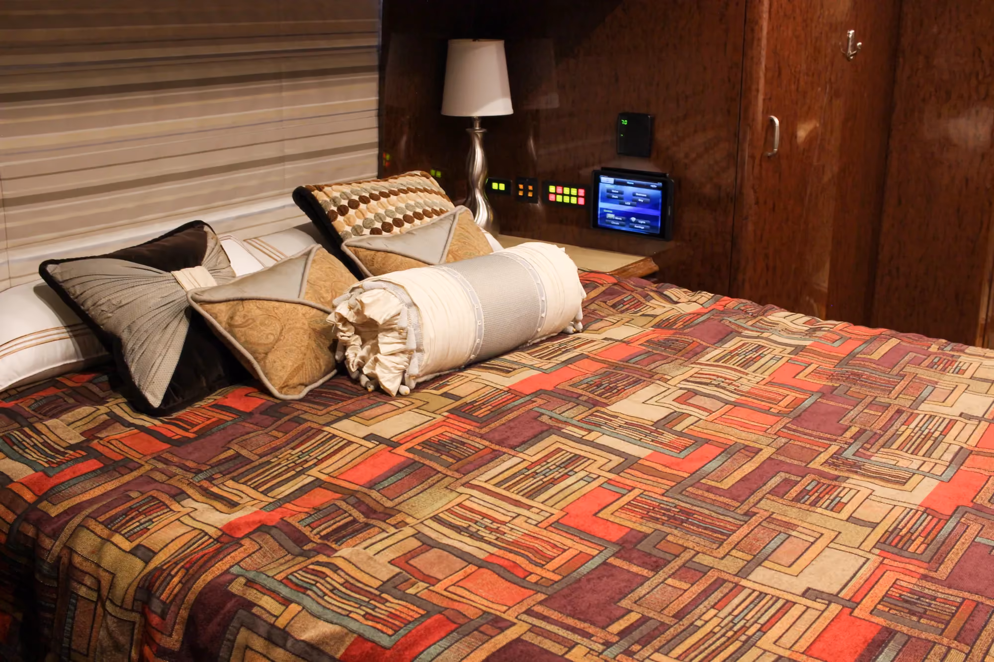 Interior rear bedroom suite of Marathon Coach 1084