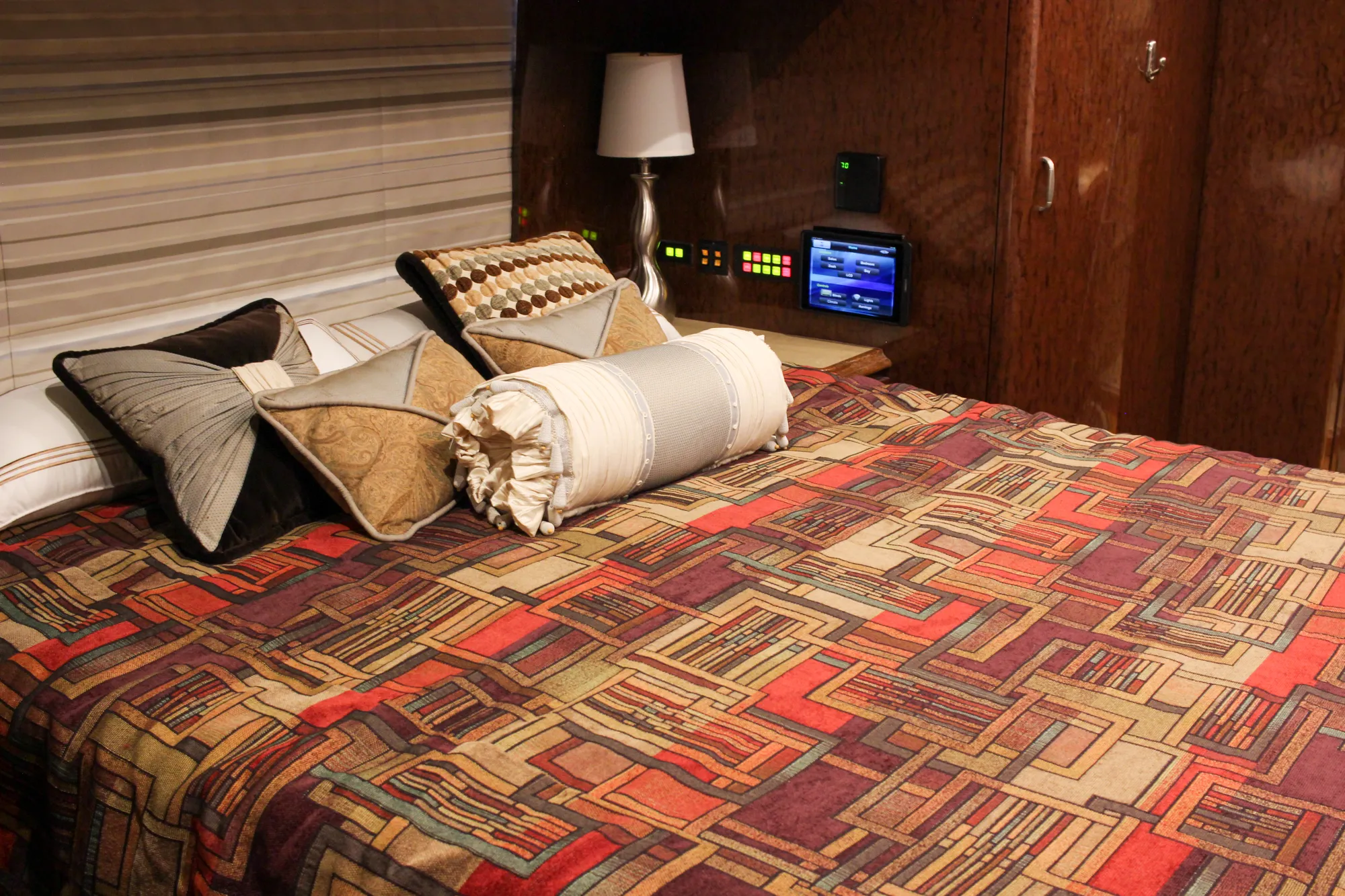 Interior rear bedroom suite of Marathon Coach 1084