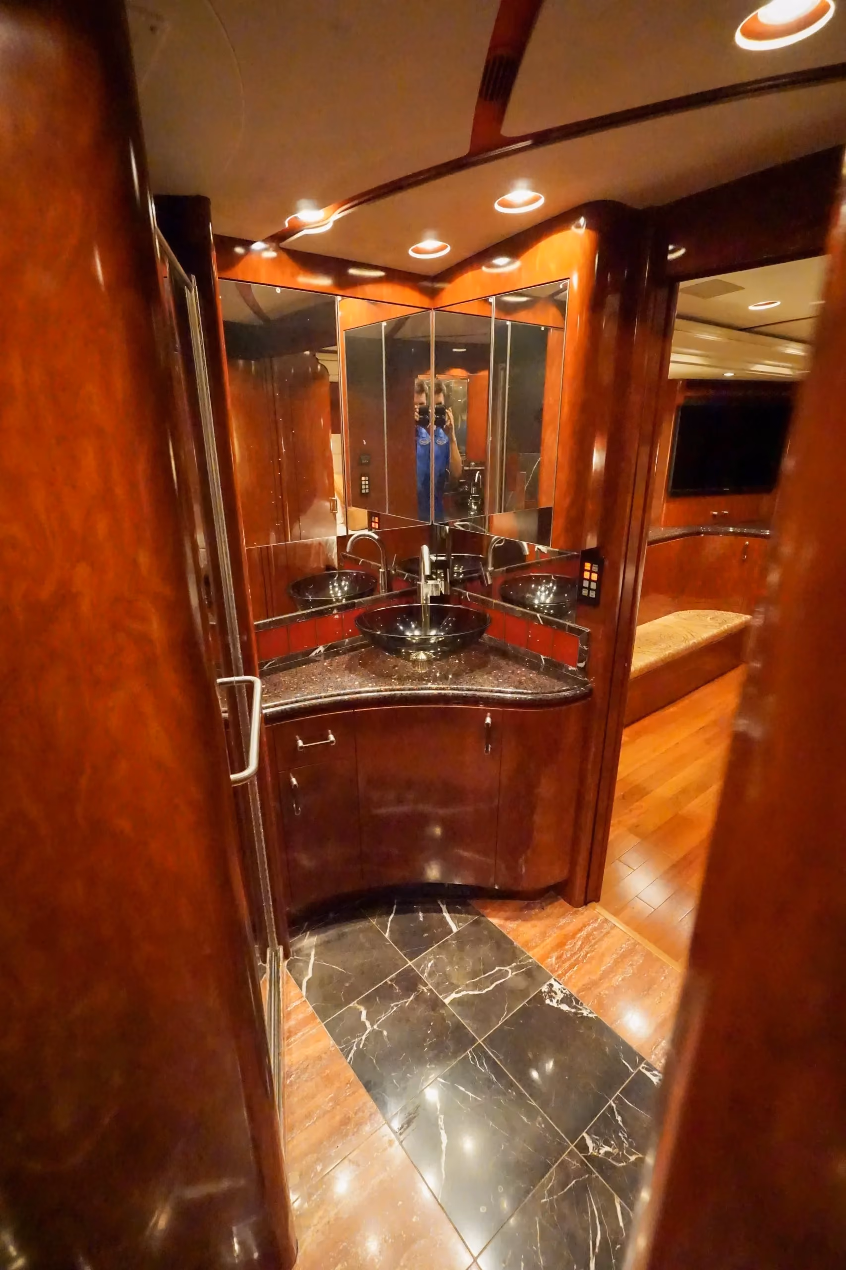 Interior shower area of Marathon Coach 1097