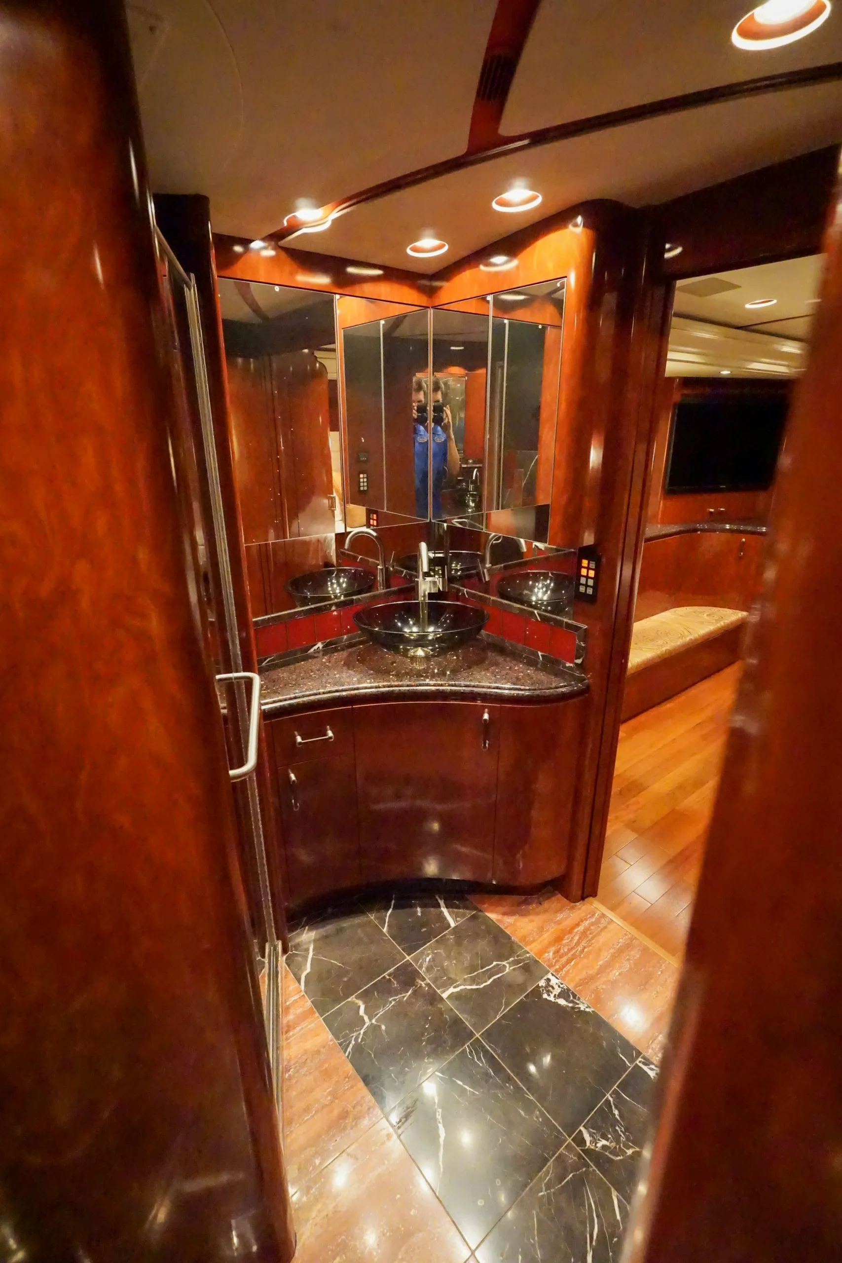 Interior shower area of Marathon Coach 1097