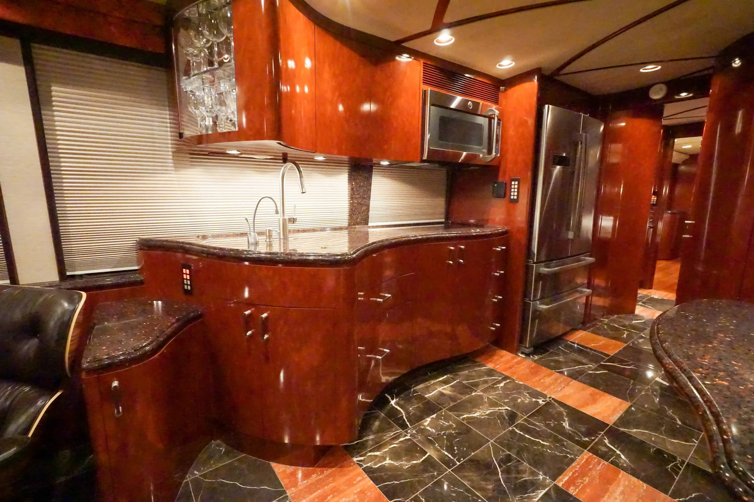 Interior dining area of Marathon Coach 1097