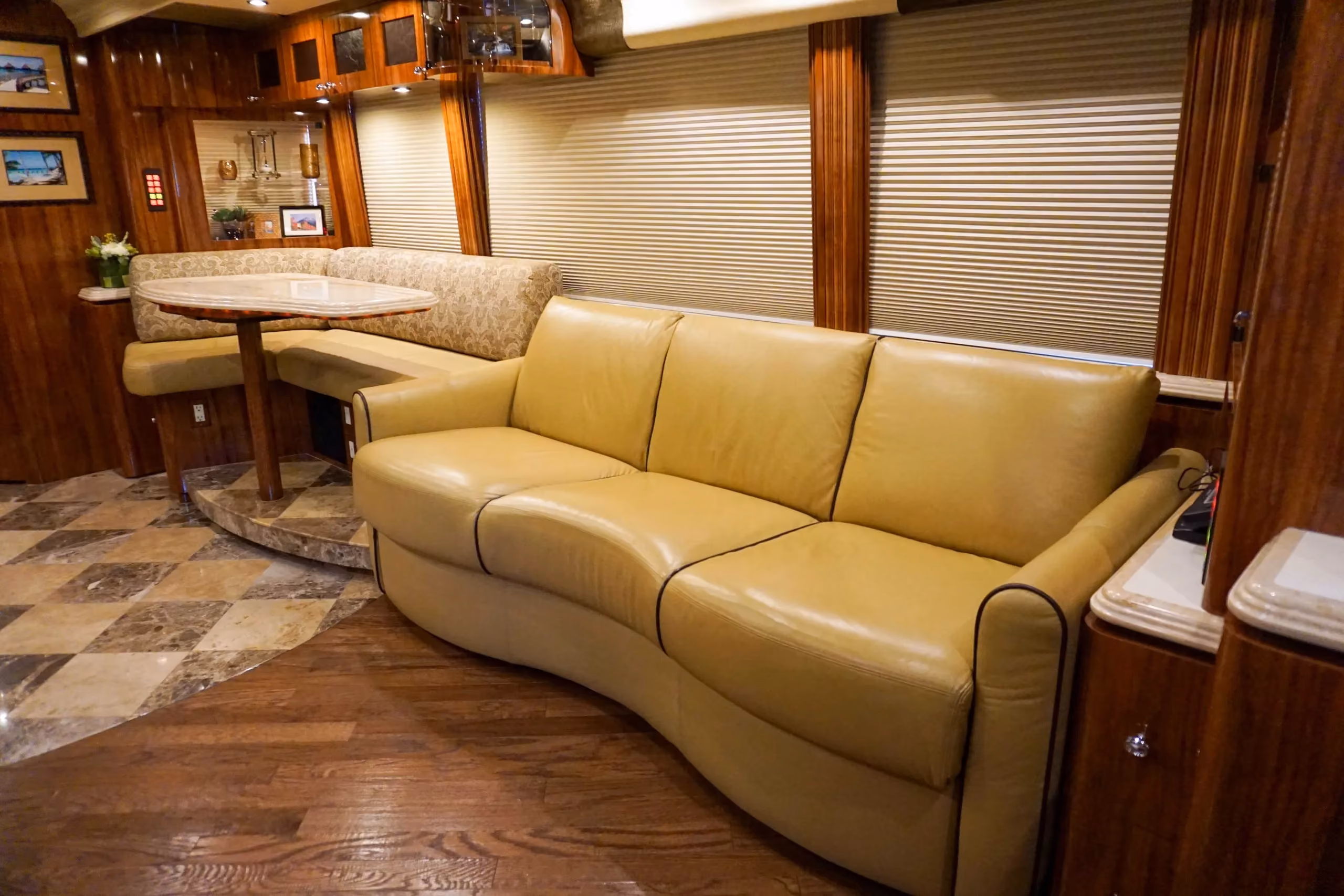 Interior living area of Marathon Coach 1135