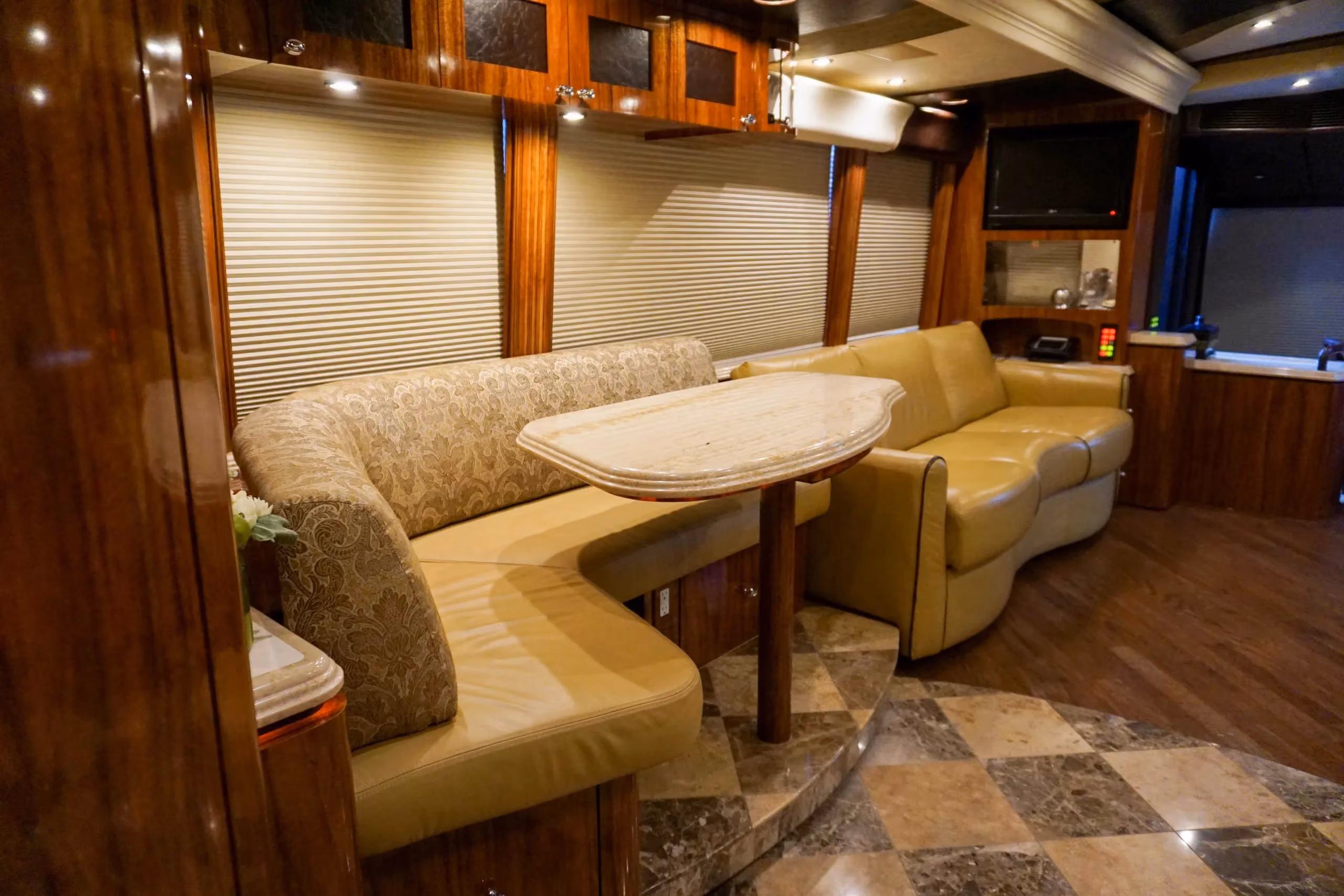 Interior bedroom cabinetry in Marathon Coach 1135