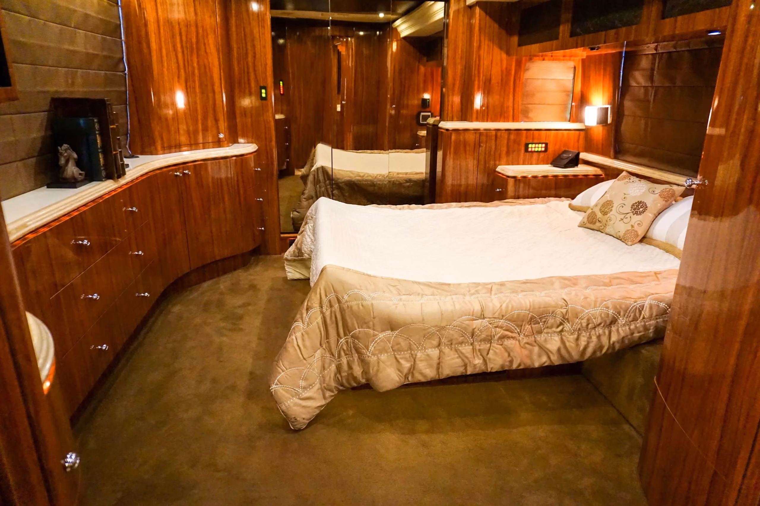 Interior galley countertop and cabinetry in Marathon Coach 1135