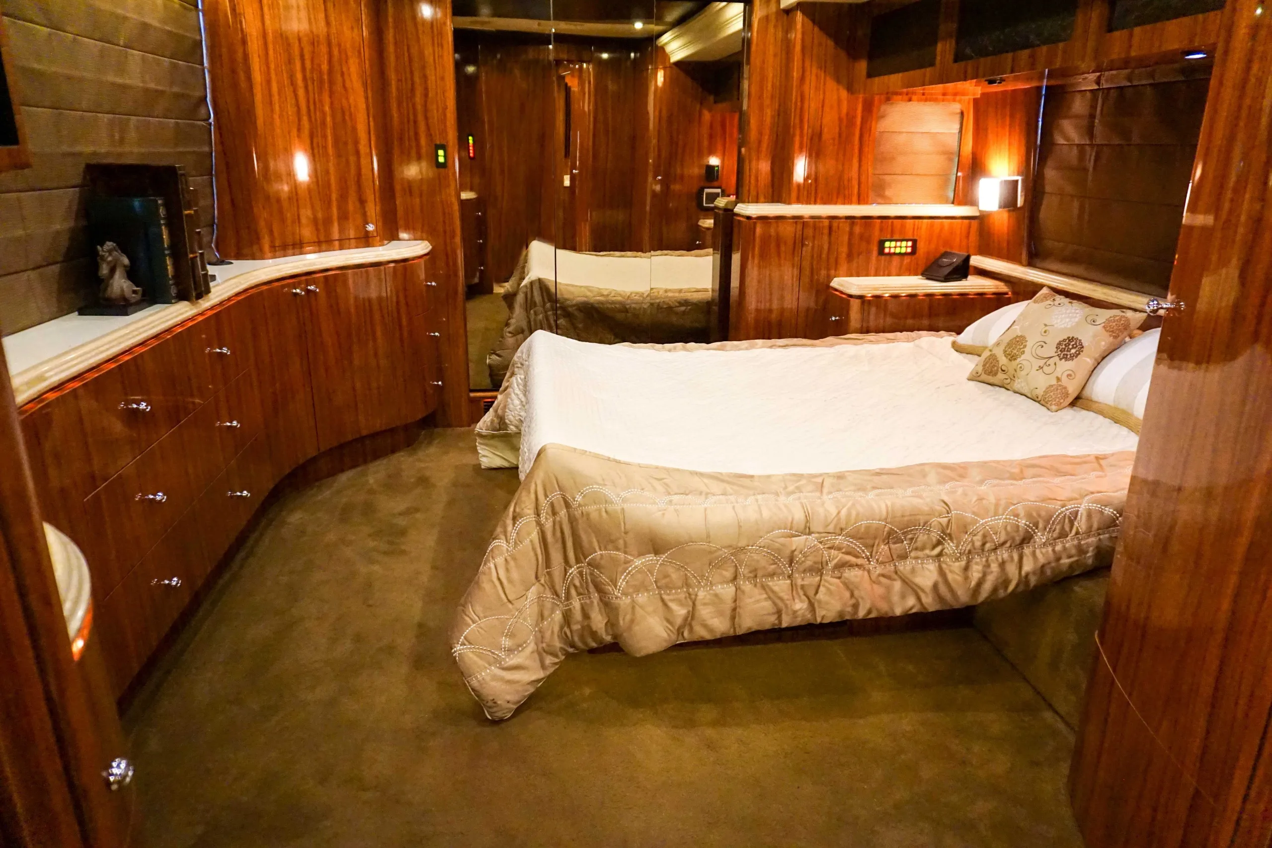 Interior galley countertop and cabinetry in Marathon Coach 1135