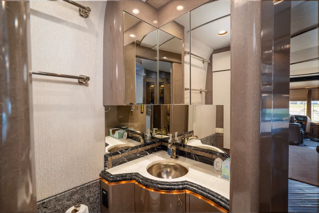 Interior closet and wardrobe in Marathon Coach 1153