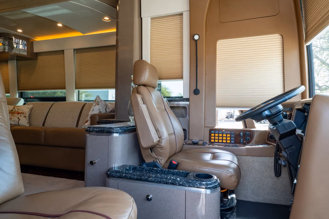 Interior finishes and Girard awning controls in Marathon Coach 1153