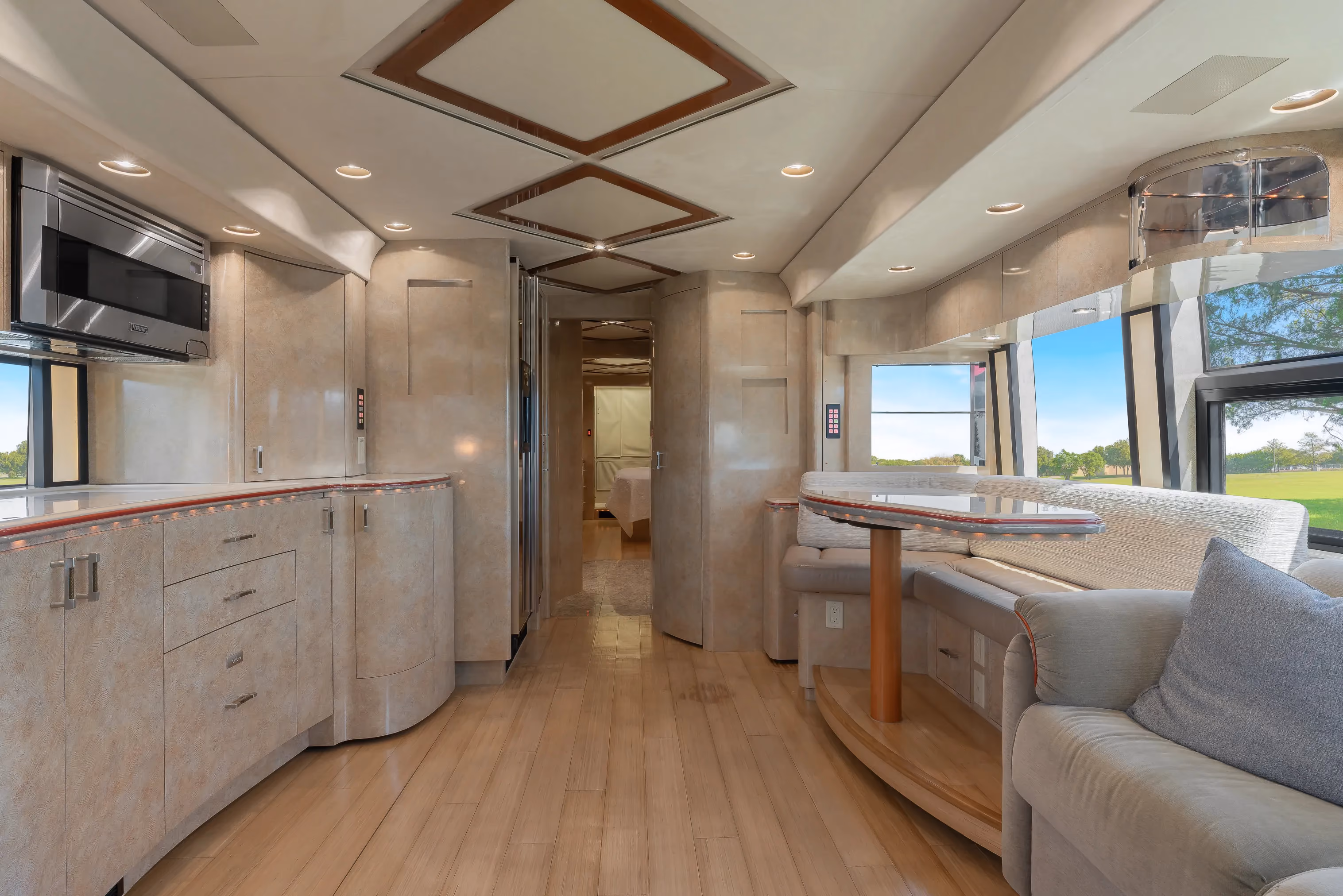 Interior dining area of Marathon Coach 1154