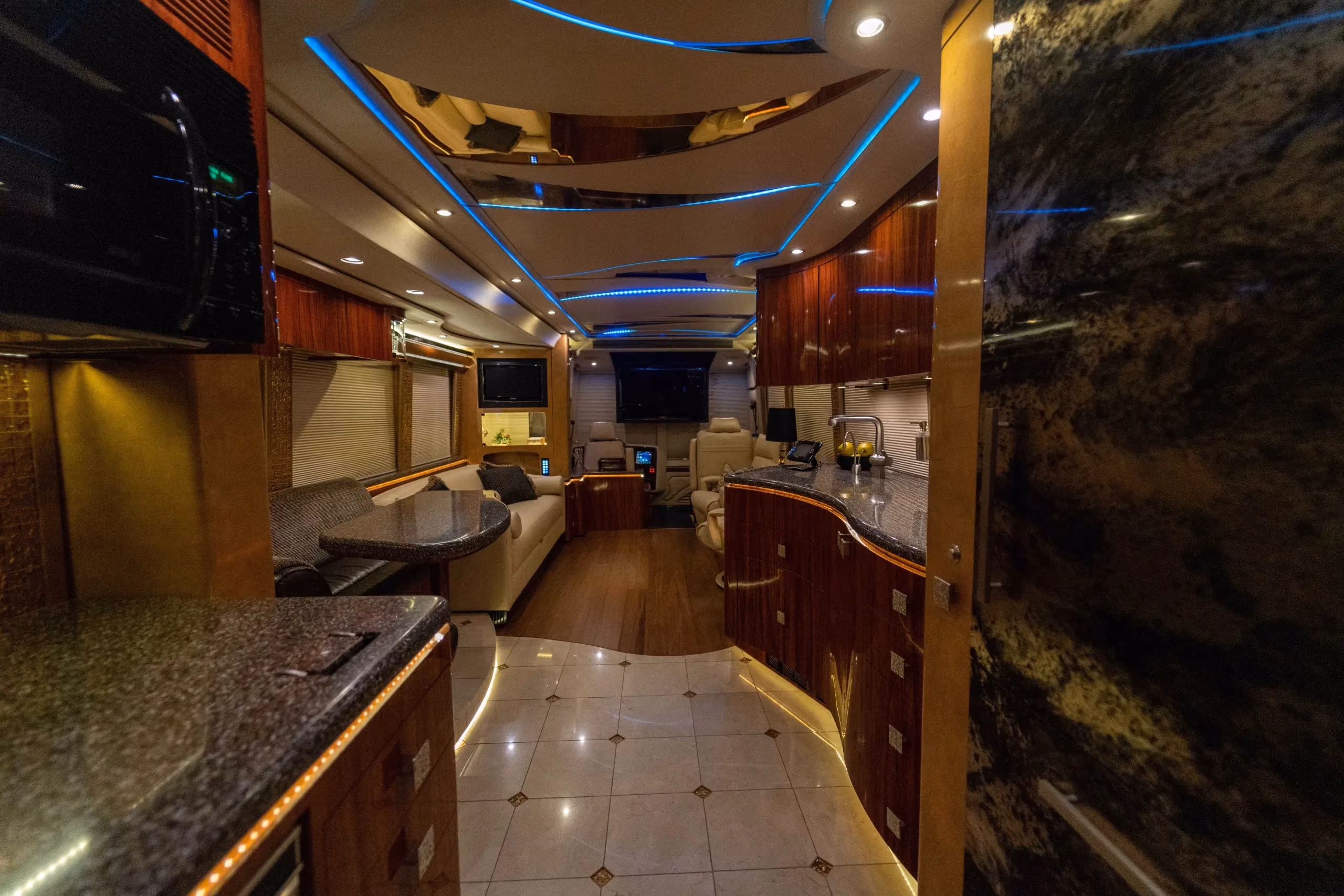 Interior galley surface detail in Marathon Coach 1194
