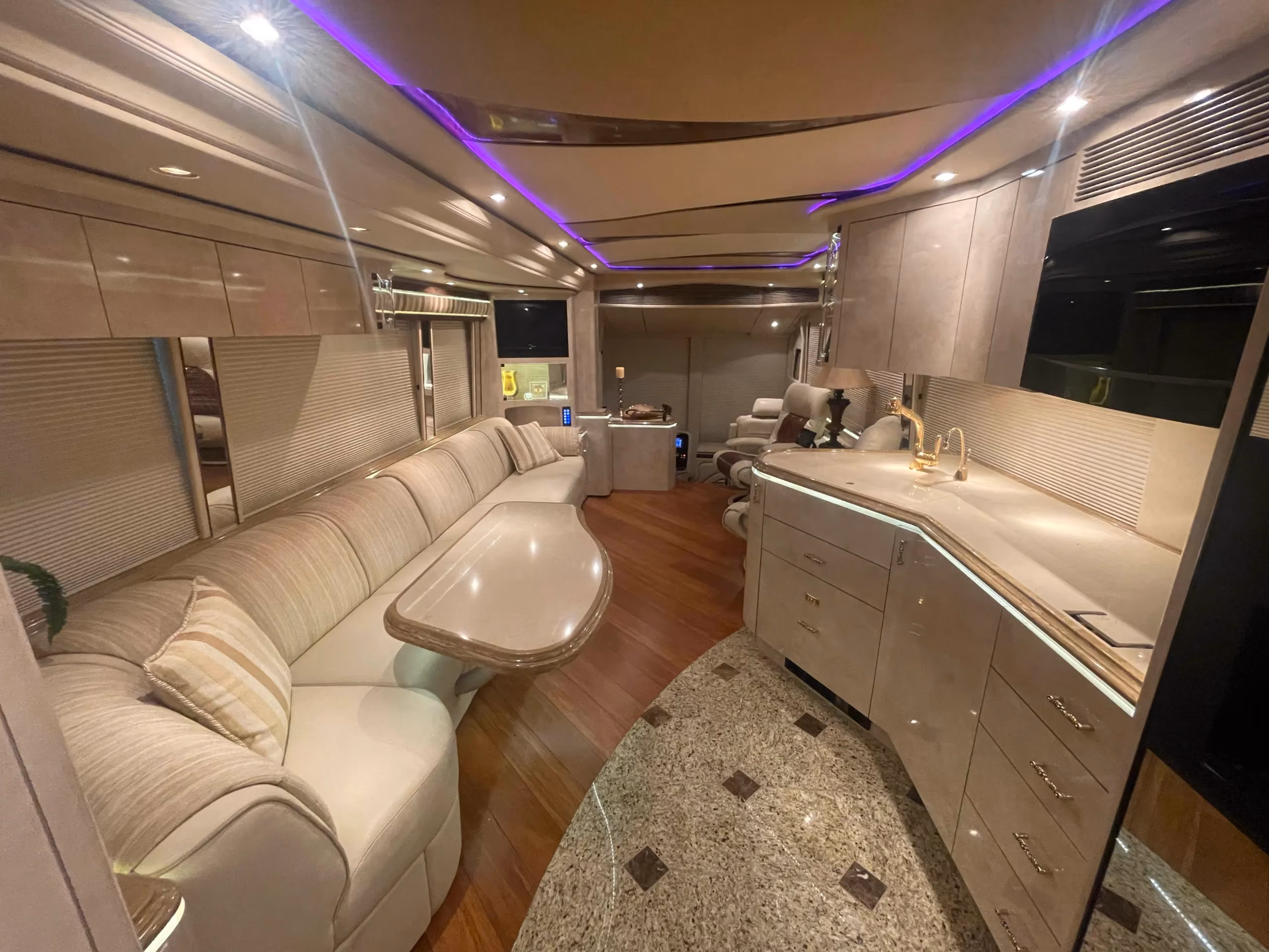 Interior bedroom cabinetry in Marathon Coach 1202