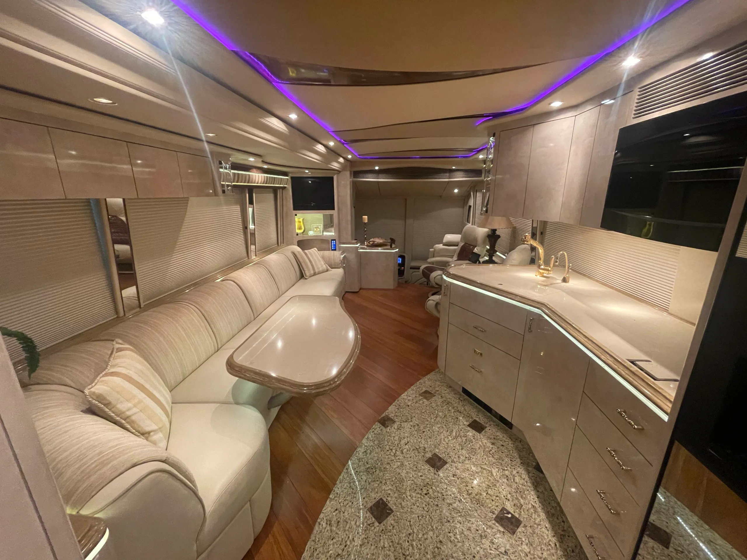 Interior bedroom cabinetry in Marathon Coach 1202
