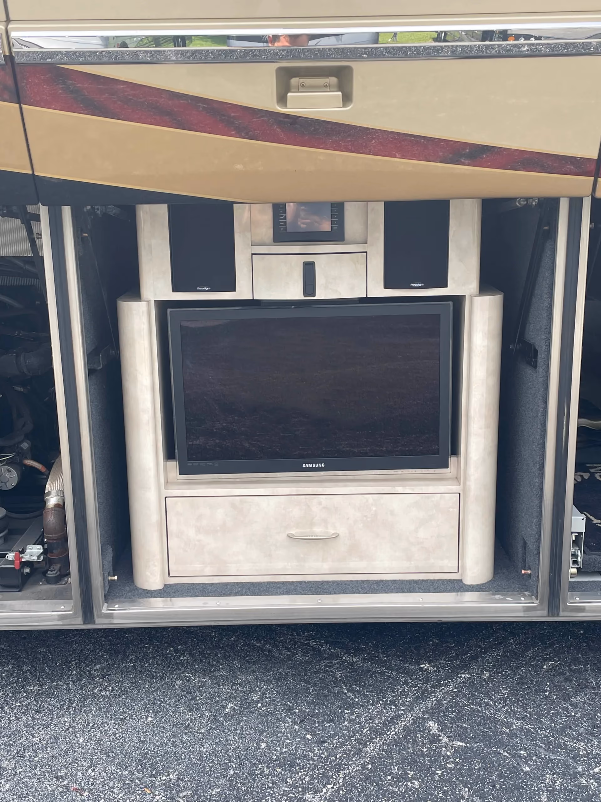 Interior bedroom cabinetry close-up in Marathon Coach 1202
