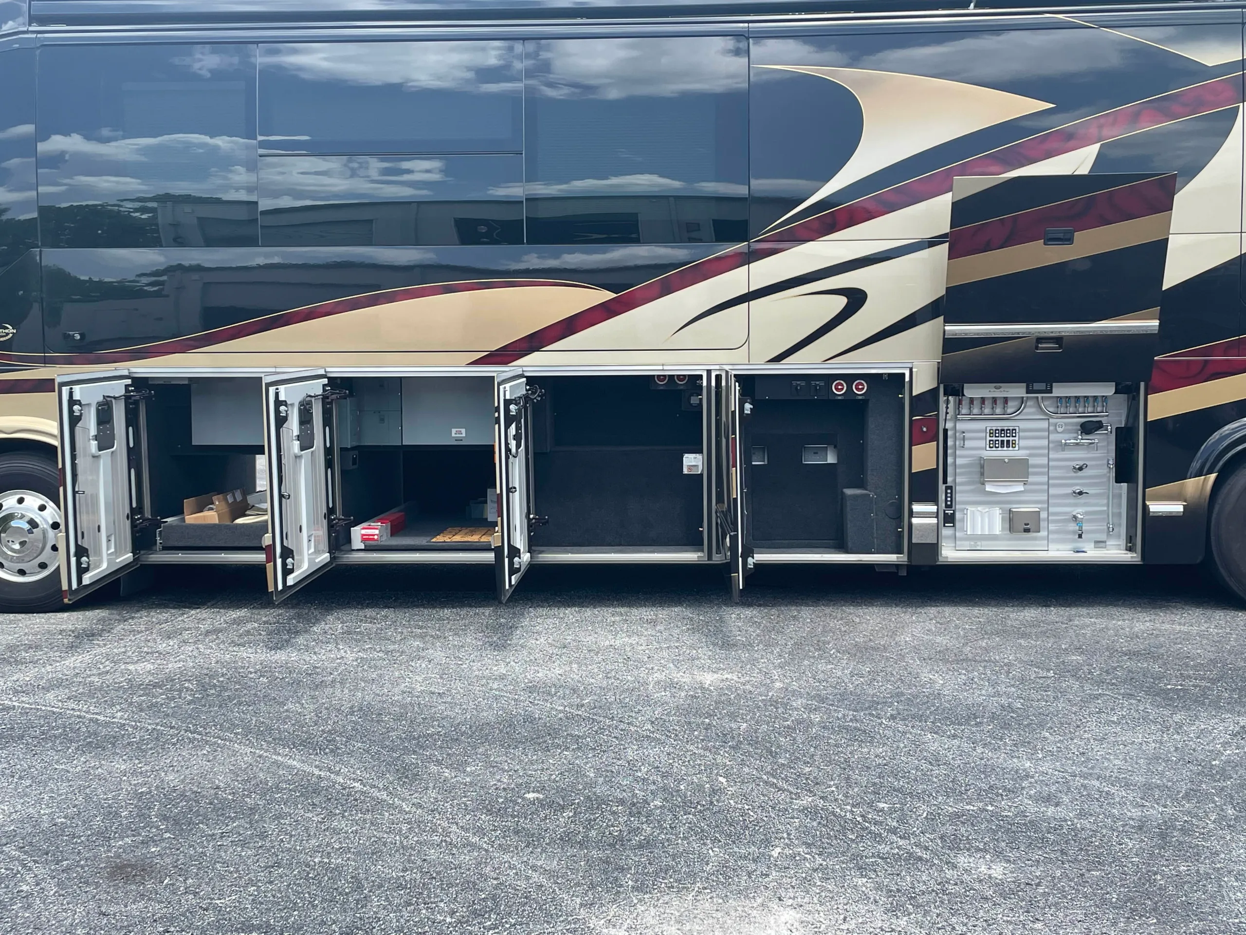 Interior surface and material close-up in Marathon Coach 1202