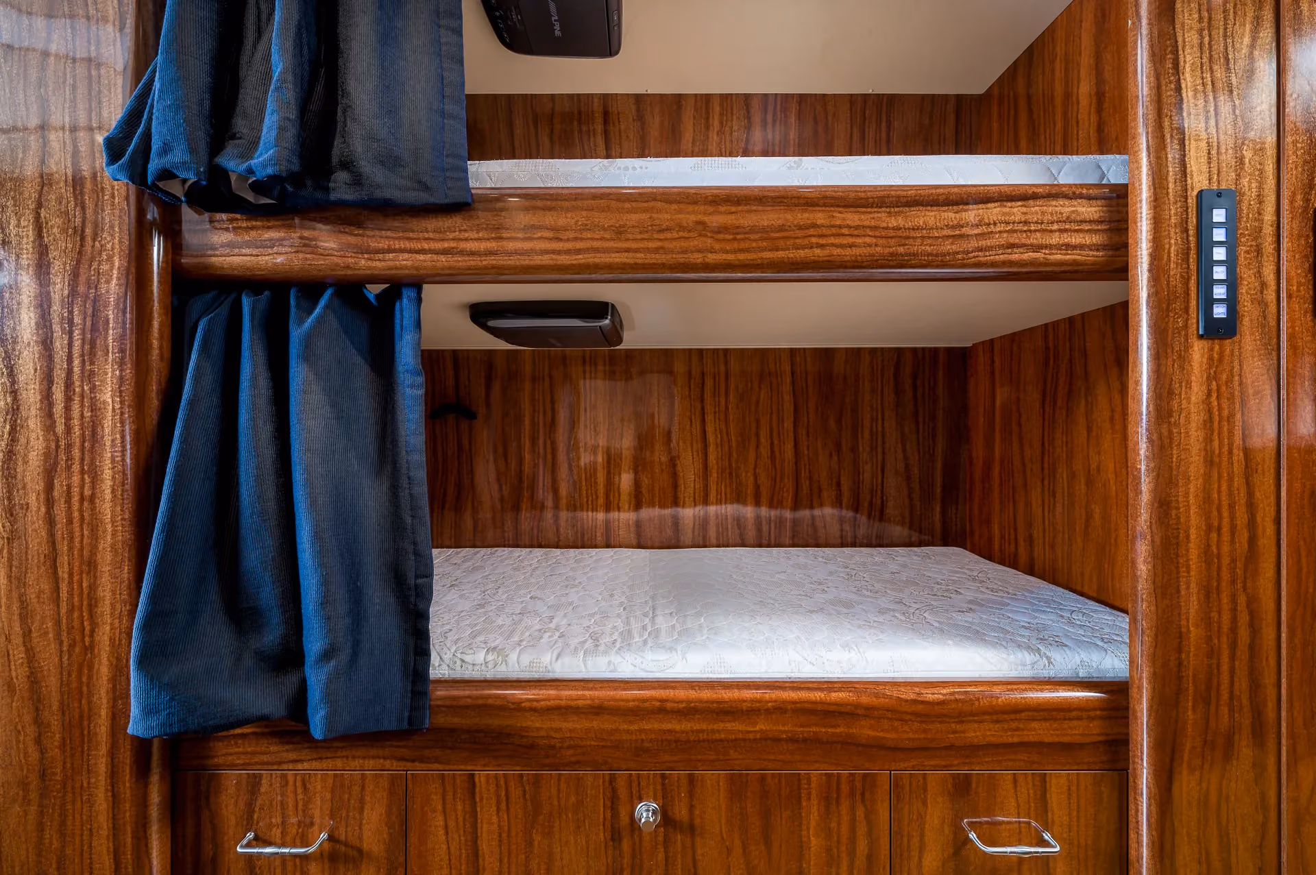 Interior galley kitchen of Marathon Coach 1205
