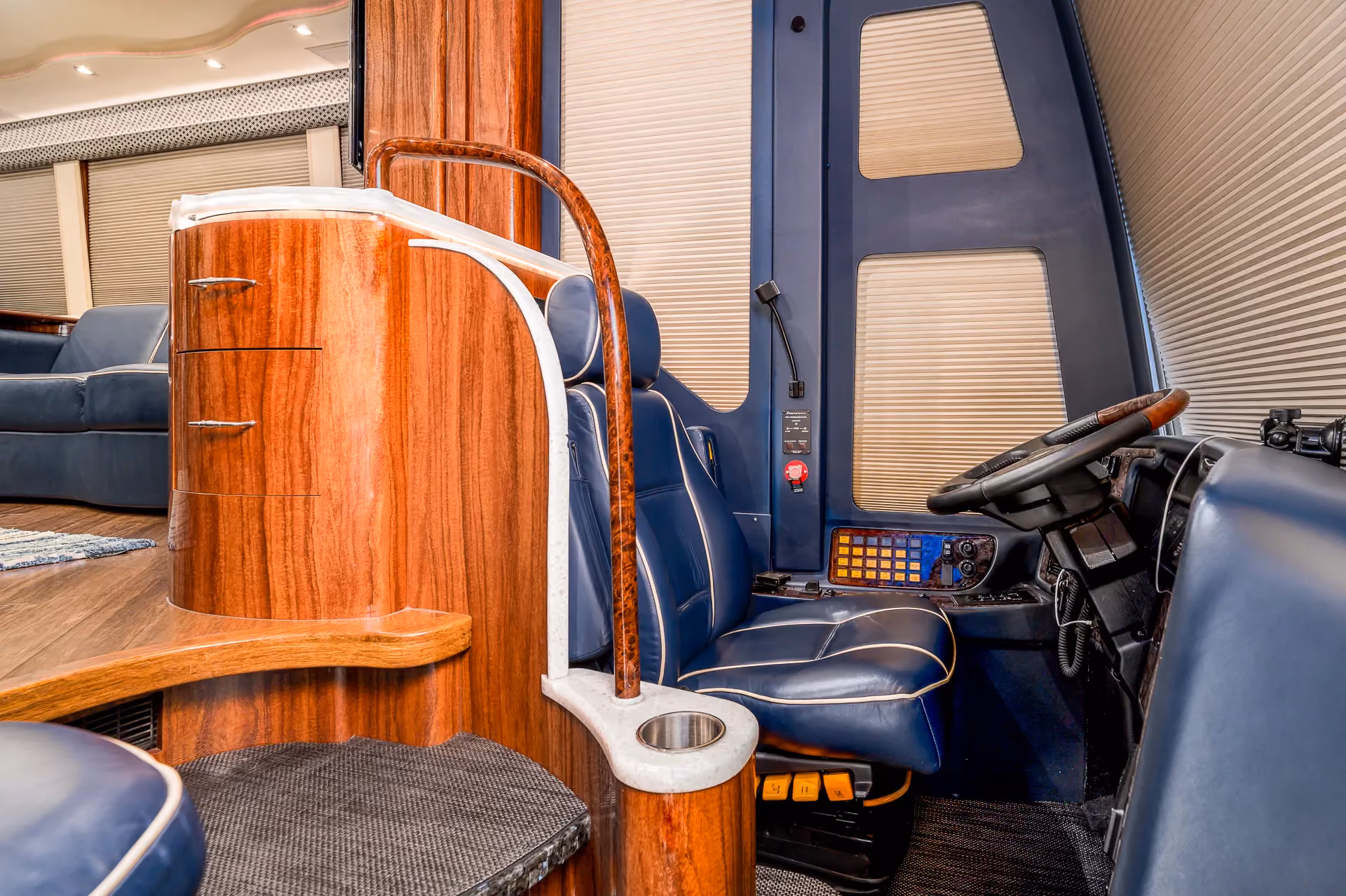 Interior bedroom cabinetry in Marathon Coach 1205