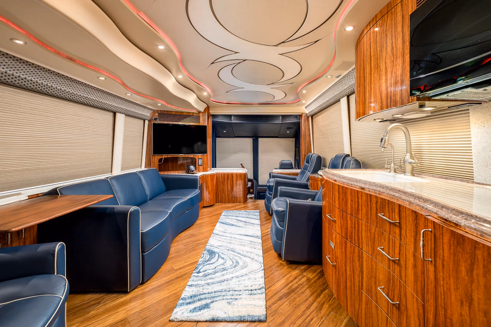 Interior rear bedroom suite of Marathon Coach 1205