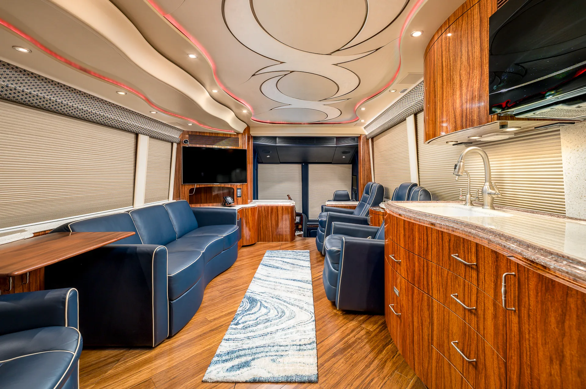 Interior rear bedroom suite of Marathon Coach 1205