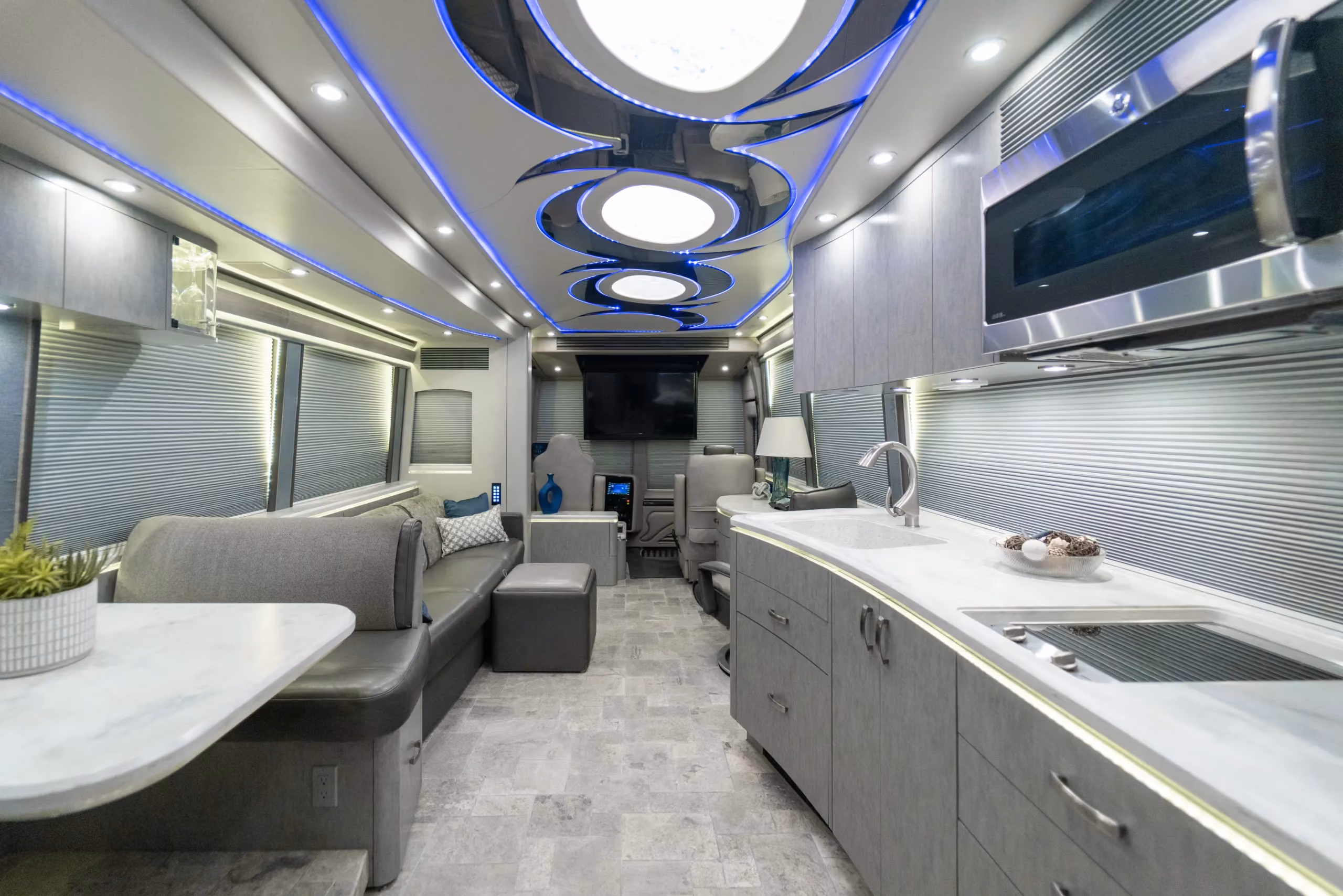 Interior bathroom area of Marathon Coach 1216