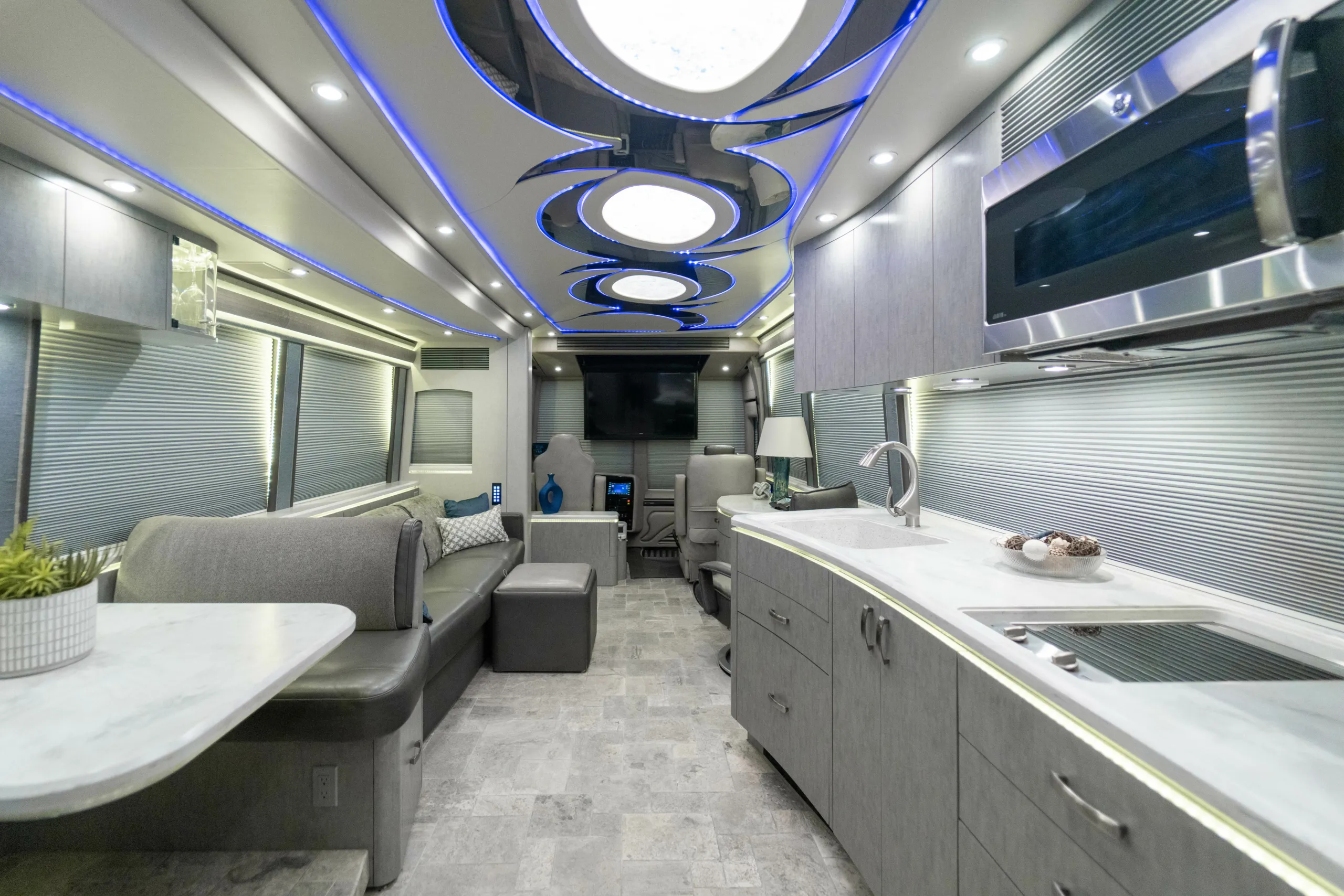 Interior bathroom area of Marathon Coach 1216