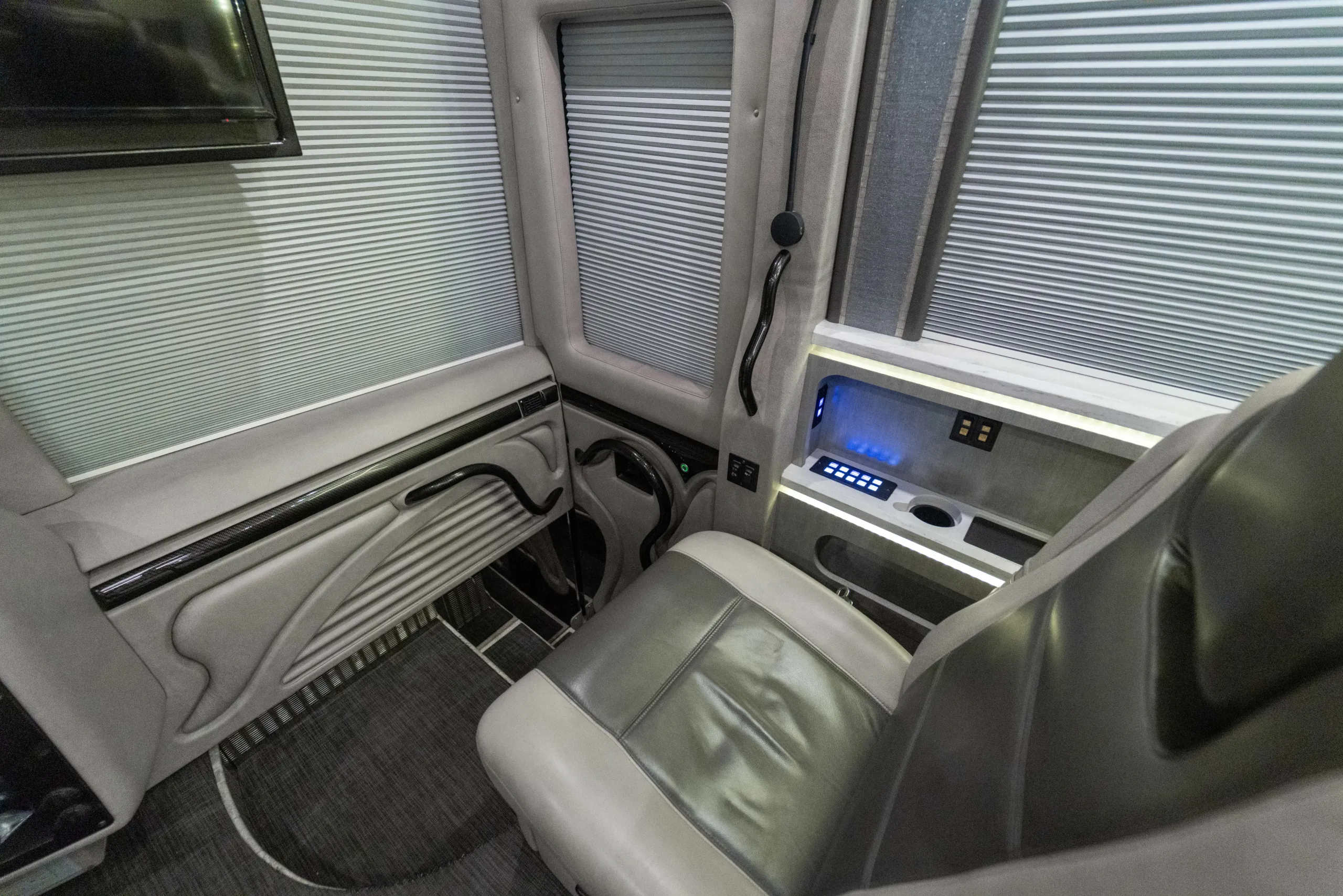 Interior hardware and fixture close-up in Marathon Coach 1216