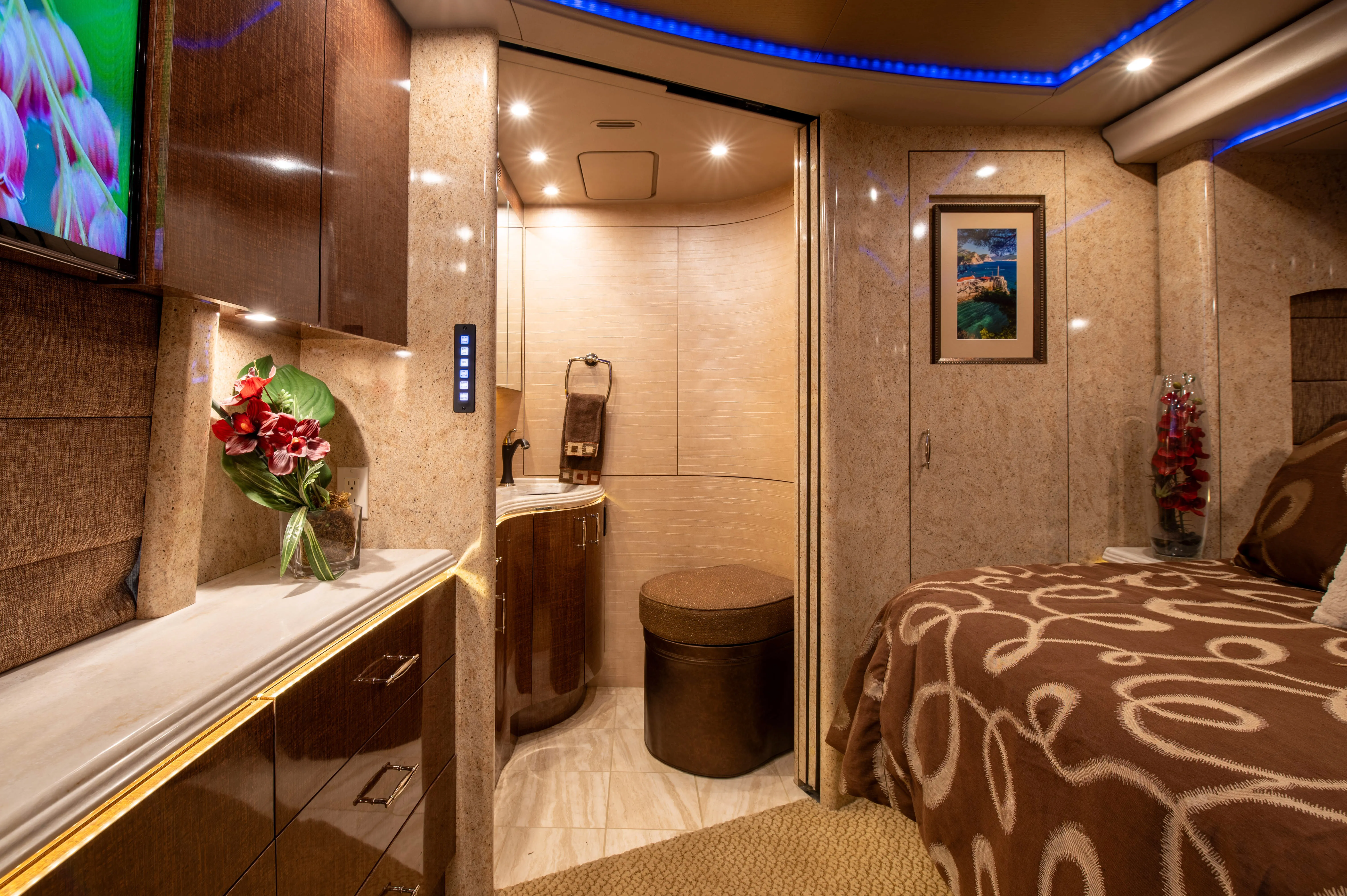 Interior closet and wardrobe in Marathon Coach 1219