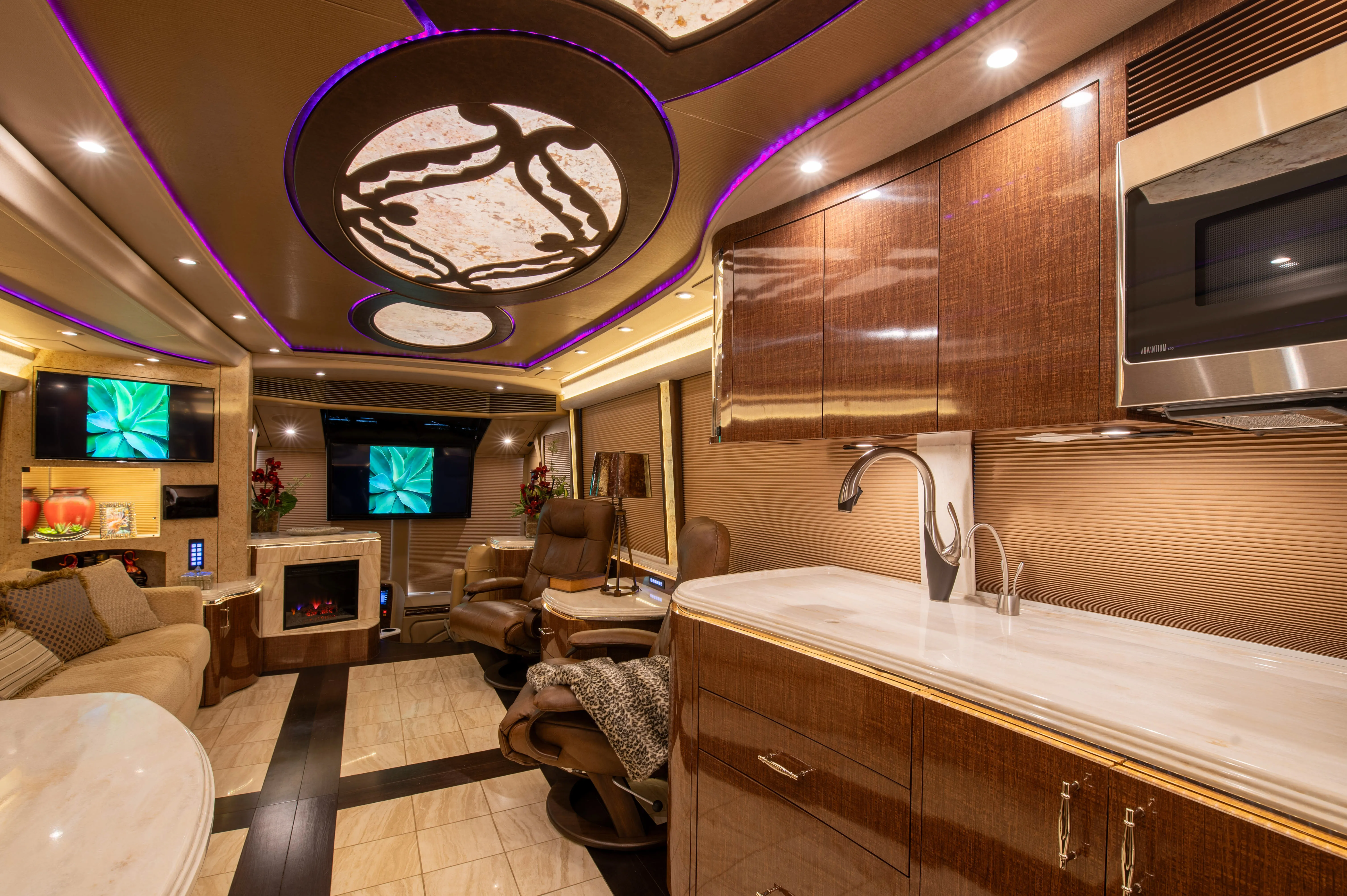 Interior bedroom cabinetry in Marathon Coach 1219