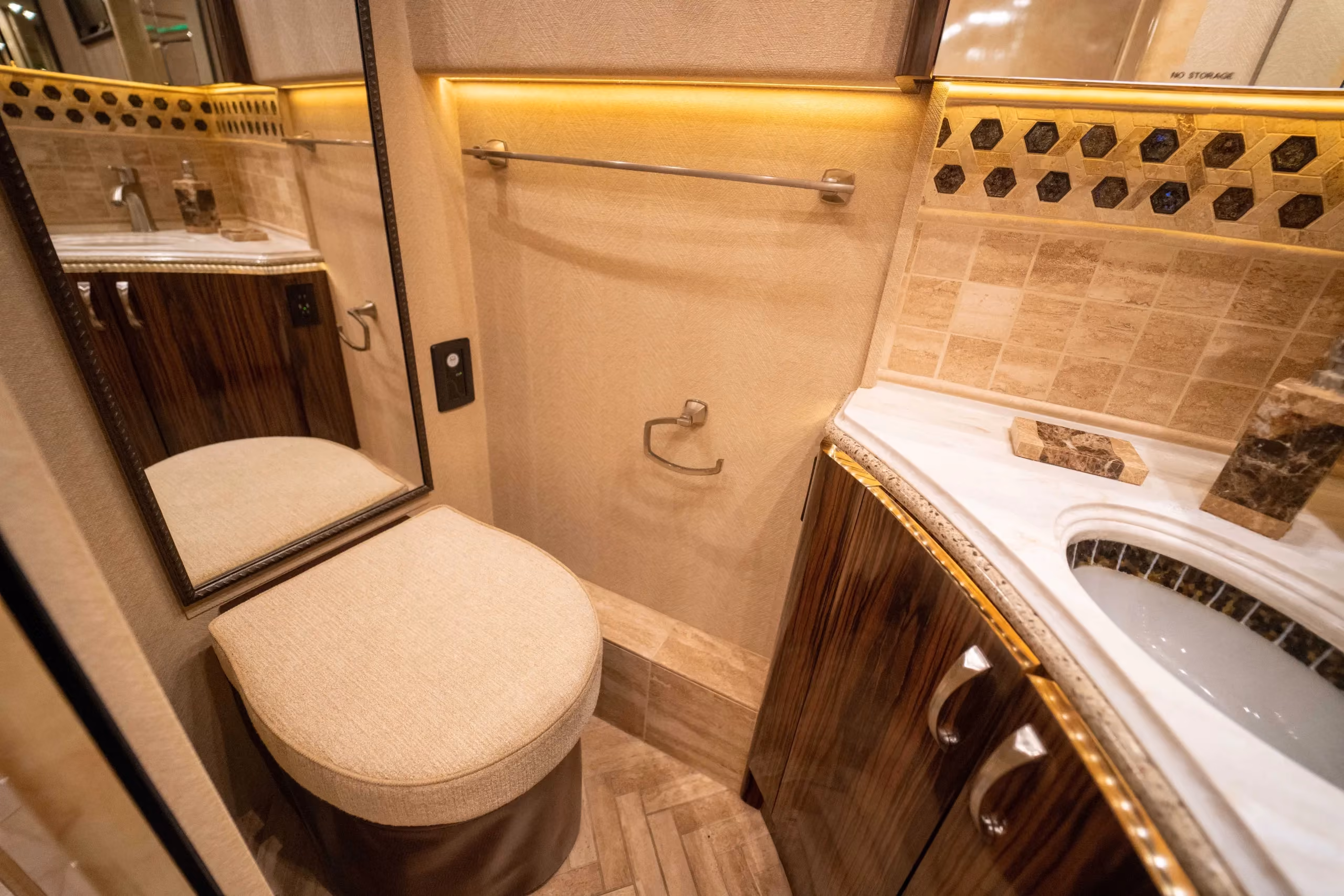 Interior dining area of Marathon Coach 1241