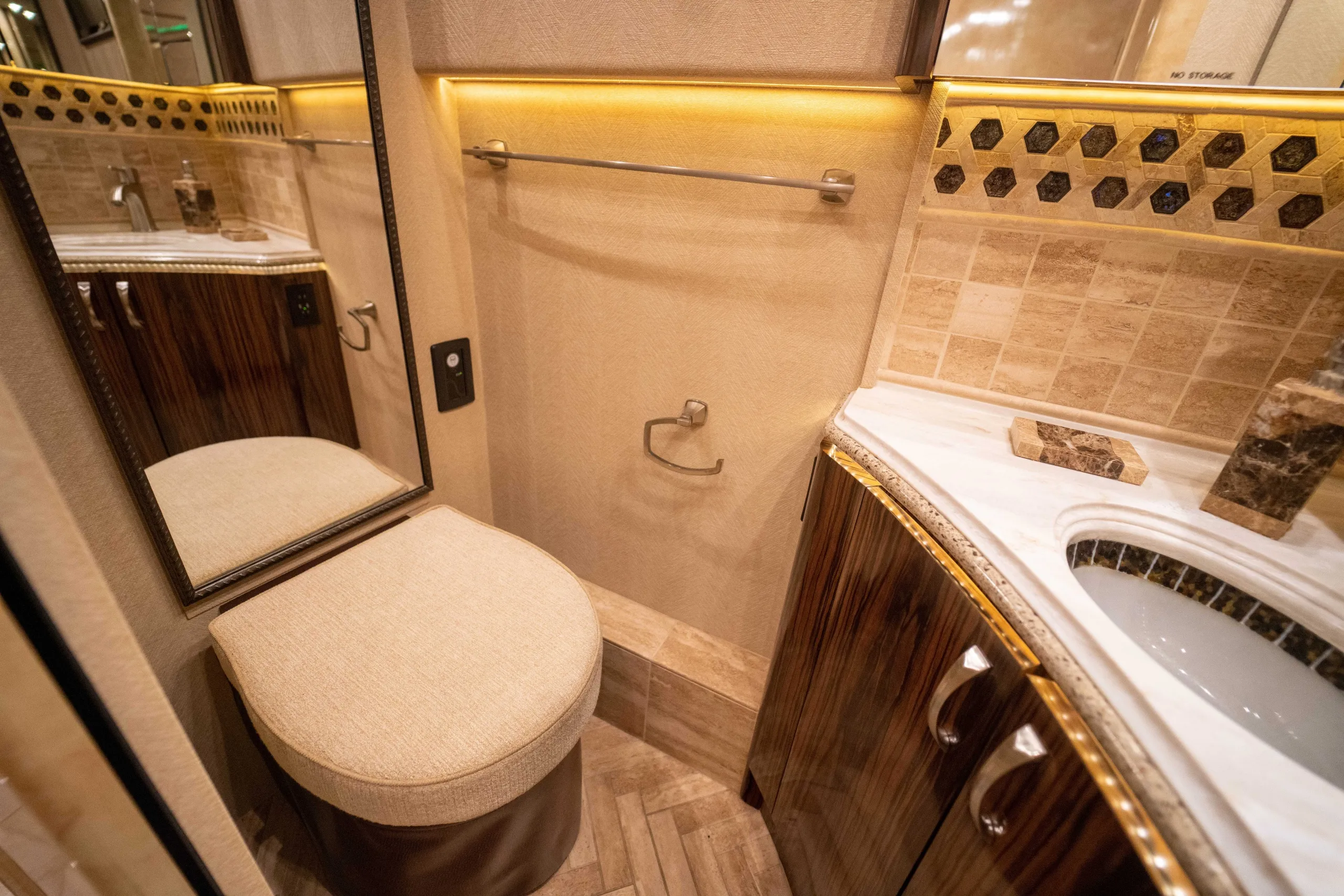 Interior dining area of Marathon Coach 1241