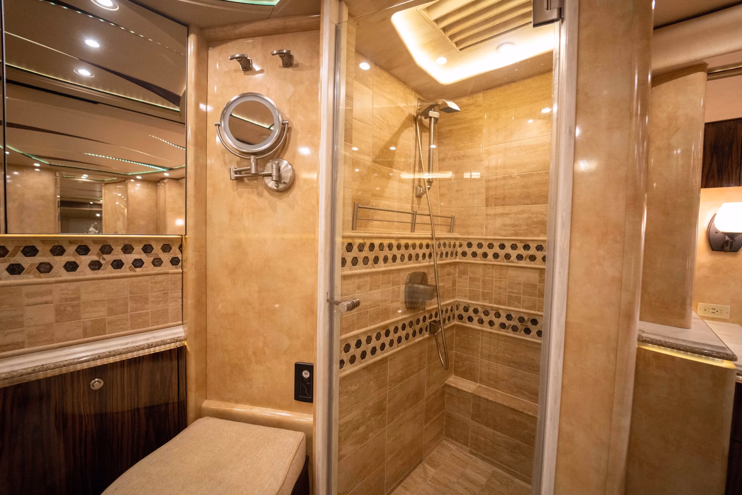 Interior bedroom cabinetry in Marathon Coach 1241