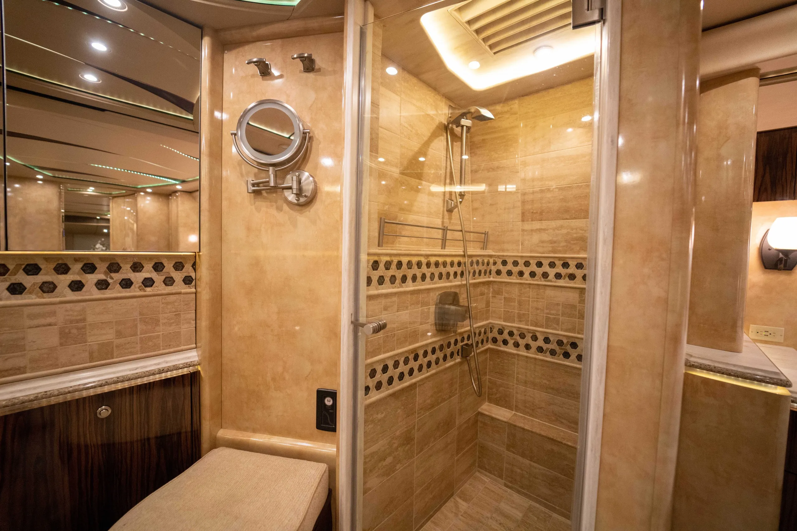Interior bedroom cabinetry in Marathon Coach 1241