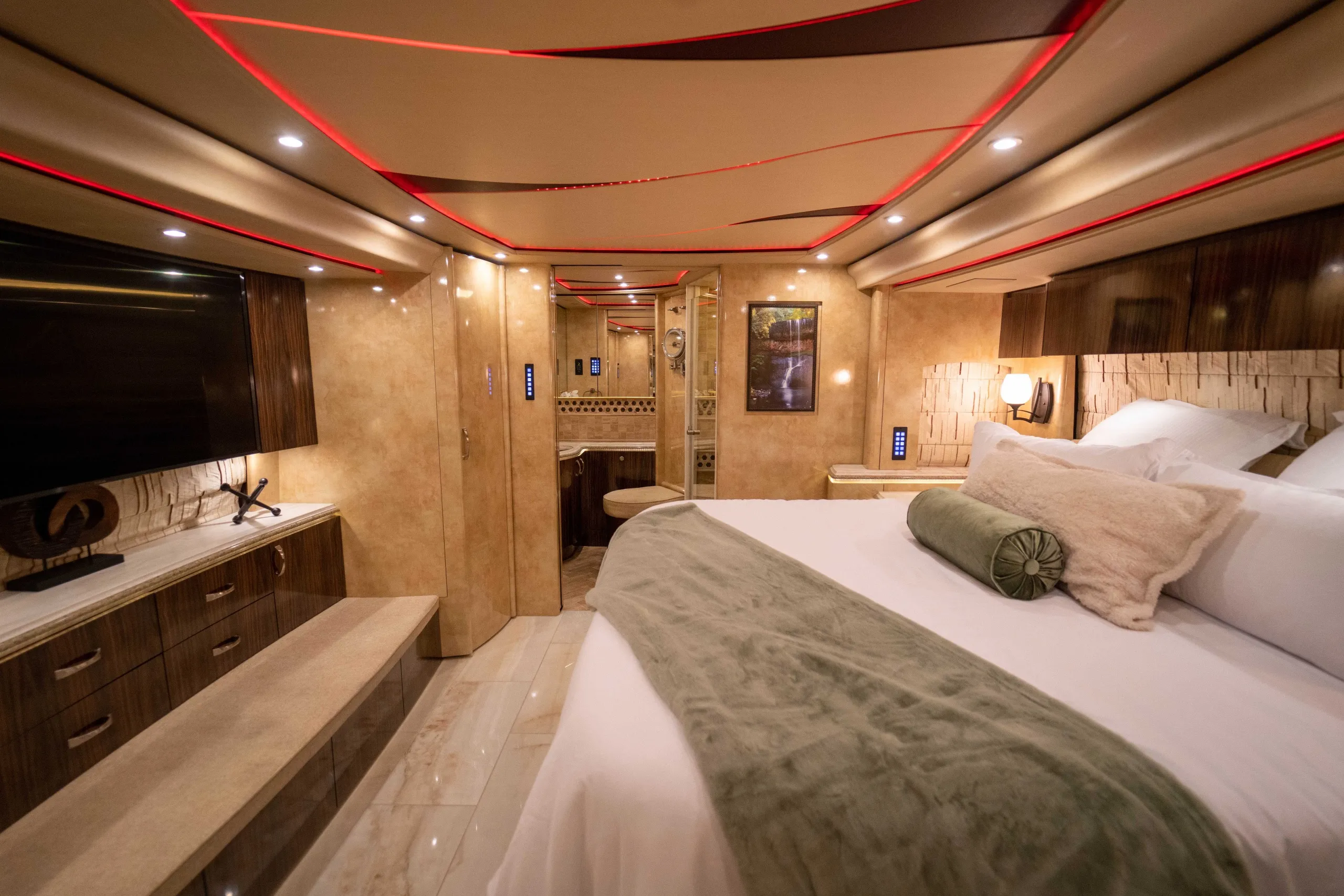 Interior bathroom area of Marathon Coach 1241