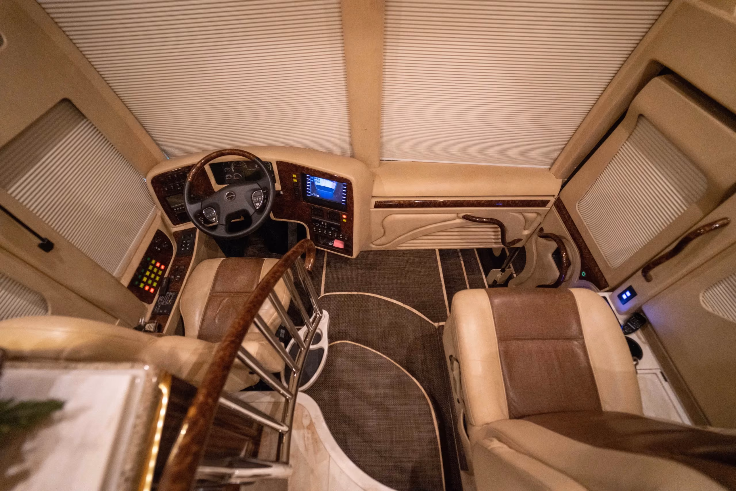 Interior salon cabinetry close-up in Marathon Coach 1241
