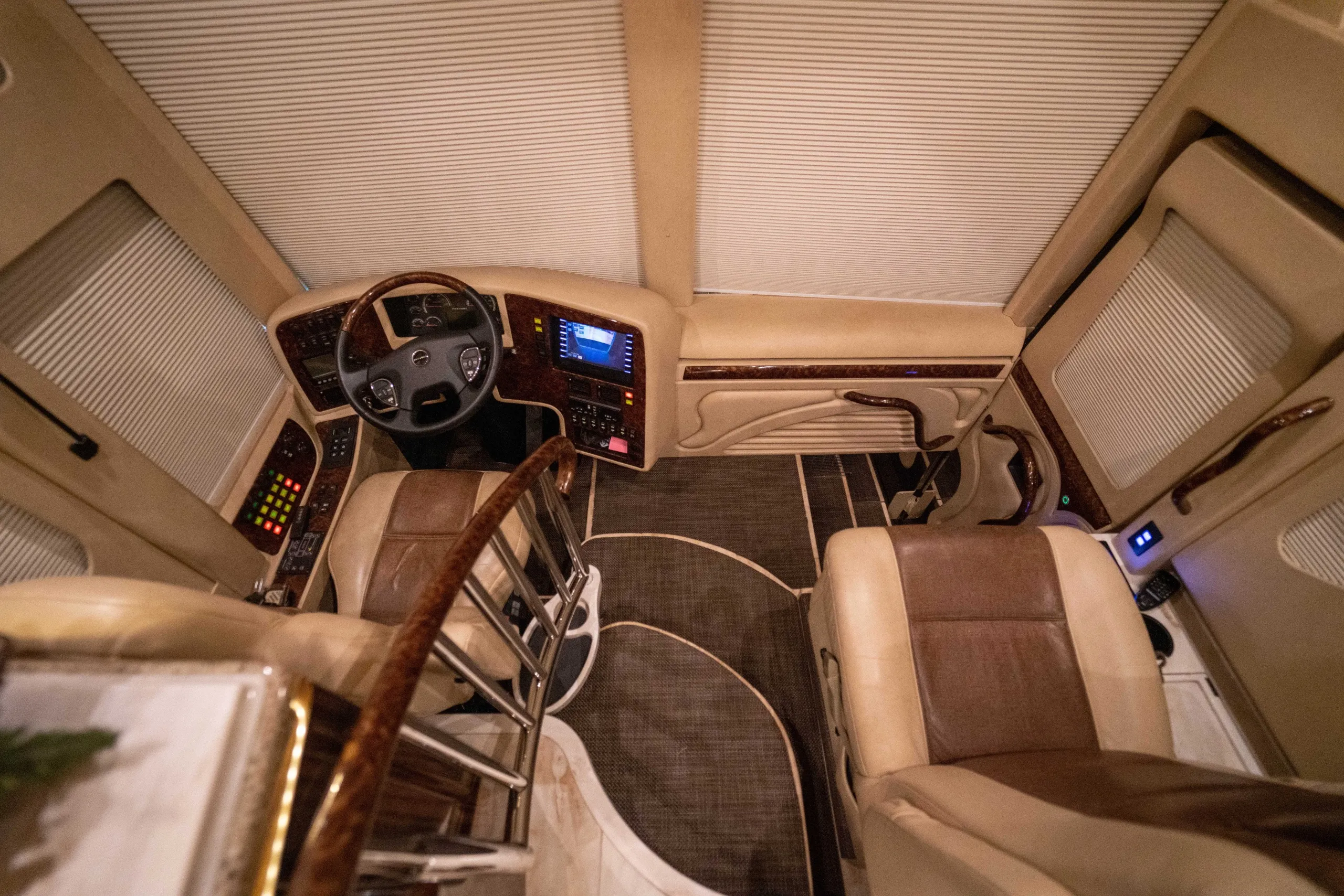 Interior salon cabinetry close-up in Marathon Coach 1241