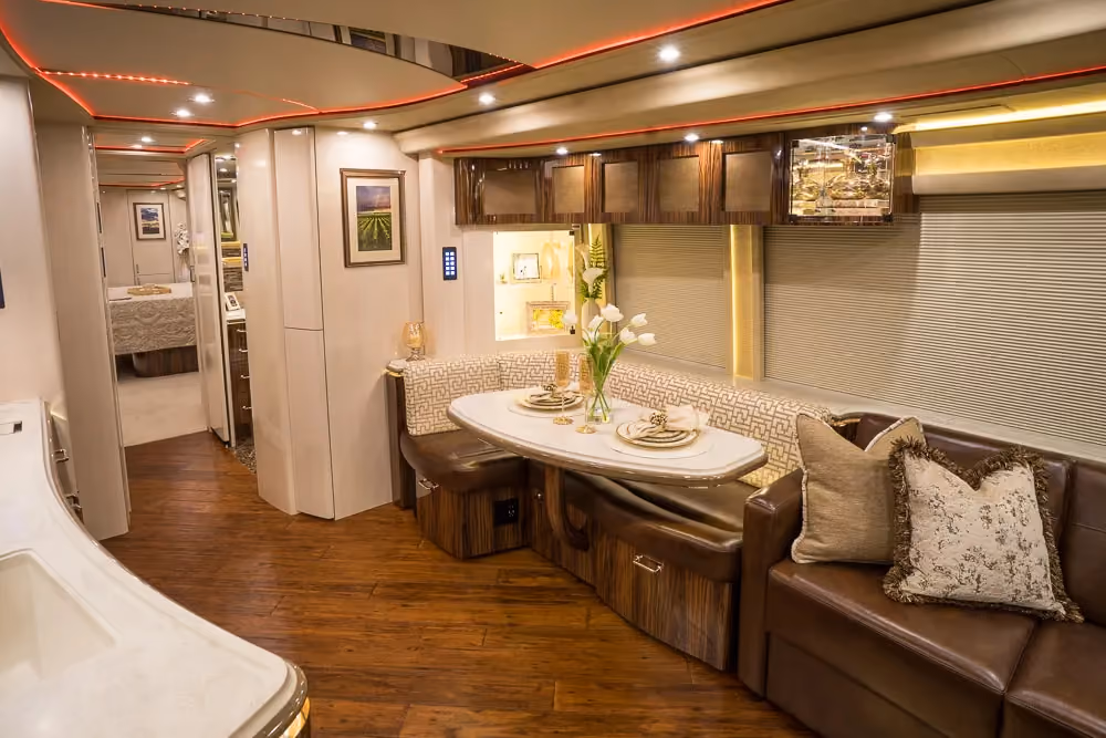 Interior living area of Marathon Coach 1262